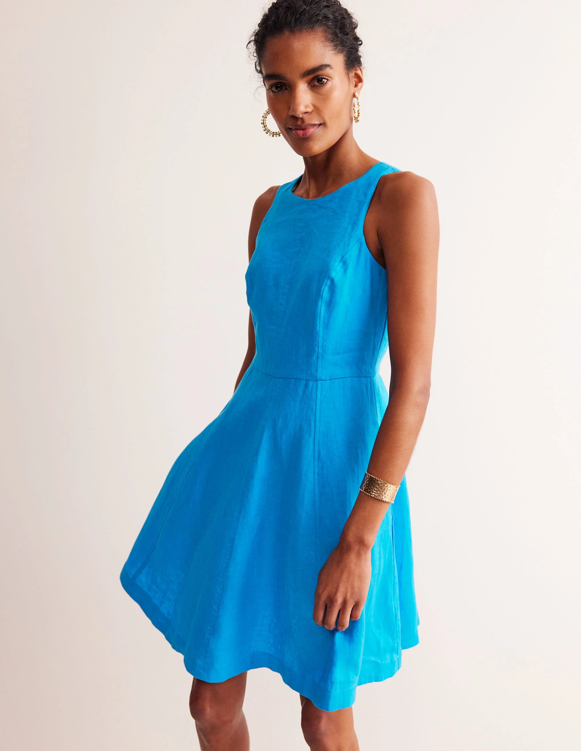 Carla Kurzes Leinenkleid-Blitzblau - Image 4