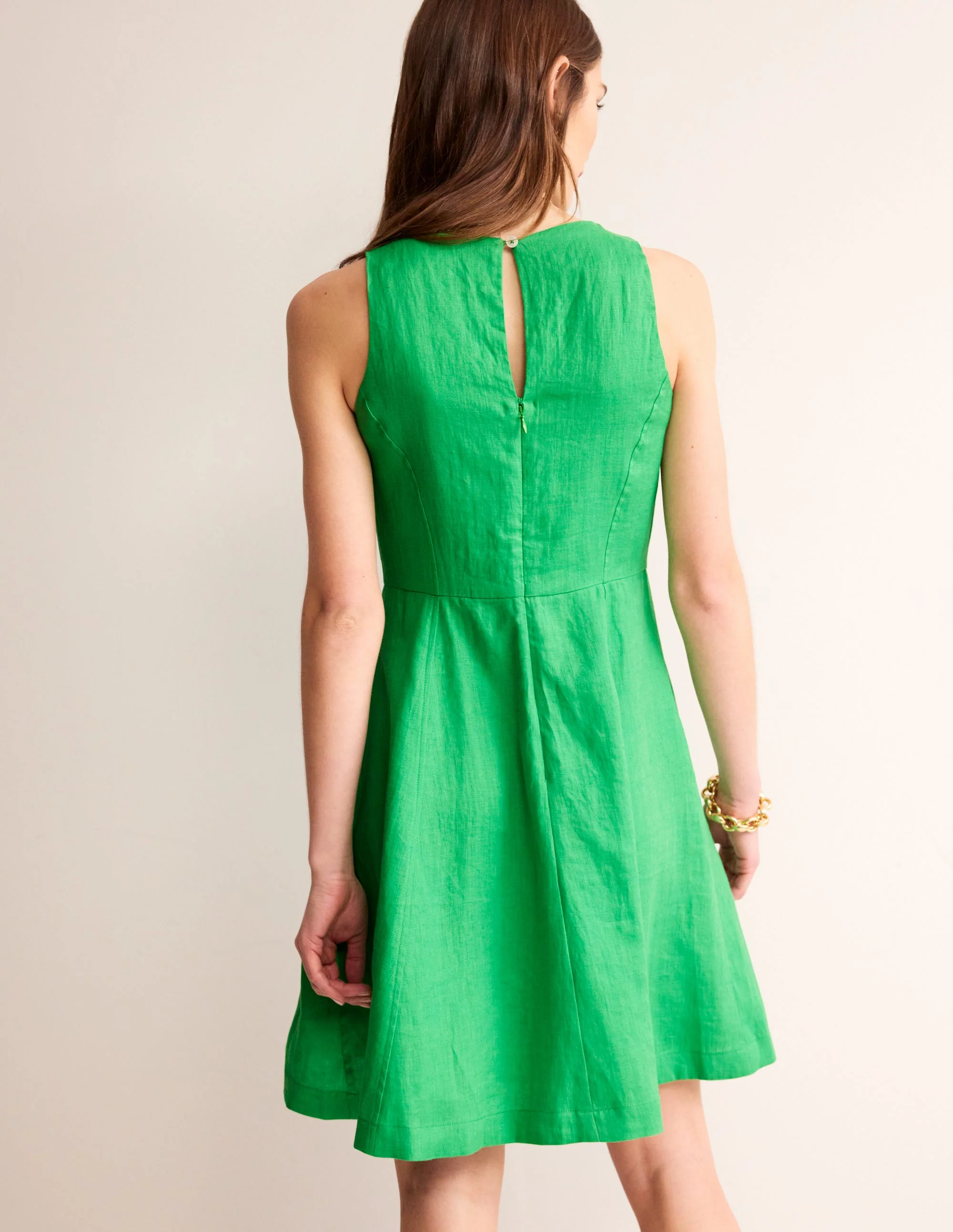 Carla Kurzes Leinenkleid-Kelly Grün - Image 3