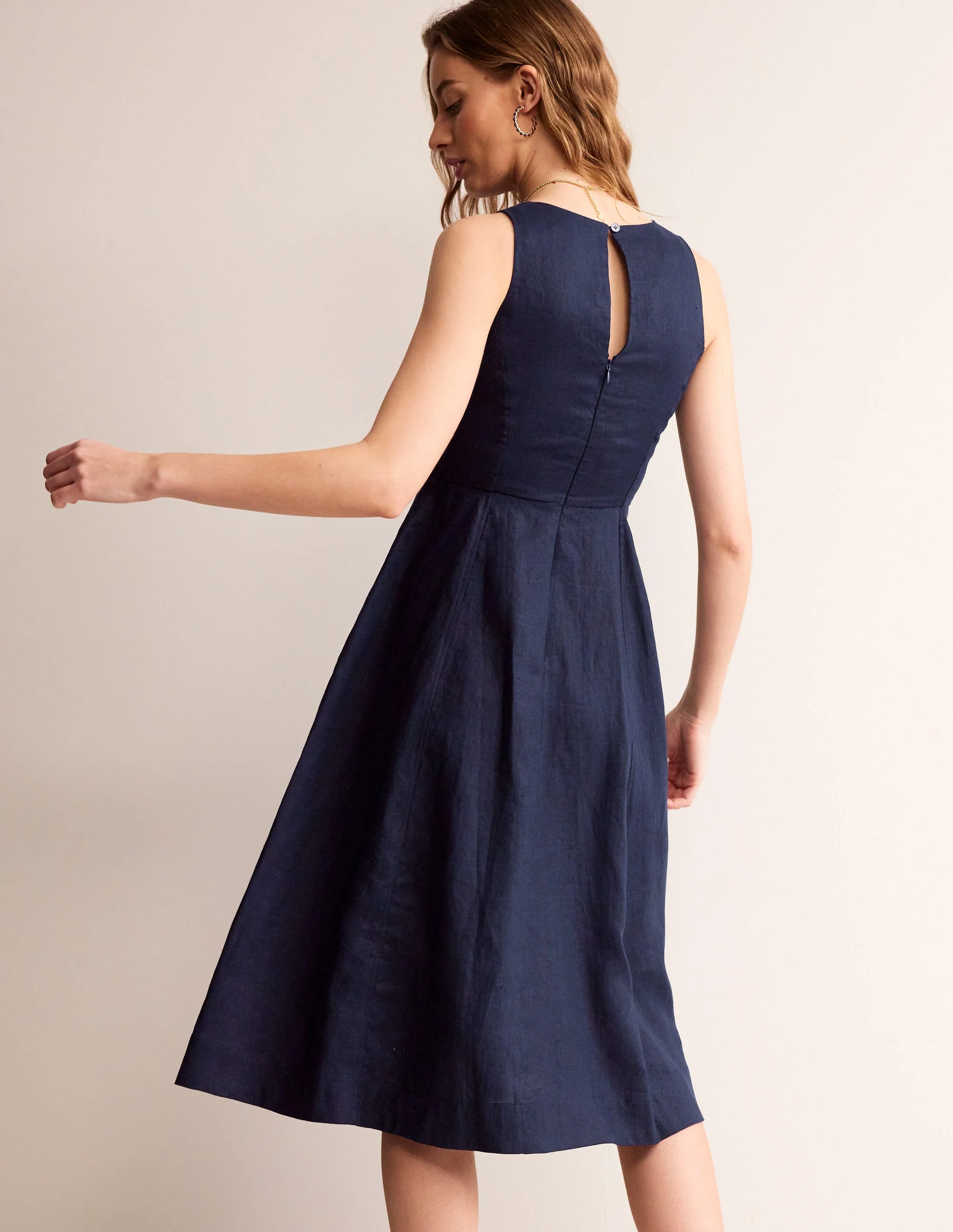 Carla Leinen-Midikleid-Aqua Marine Marl - Image 3