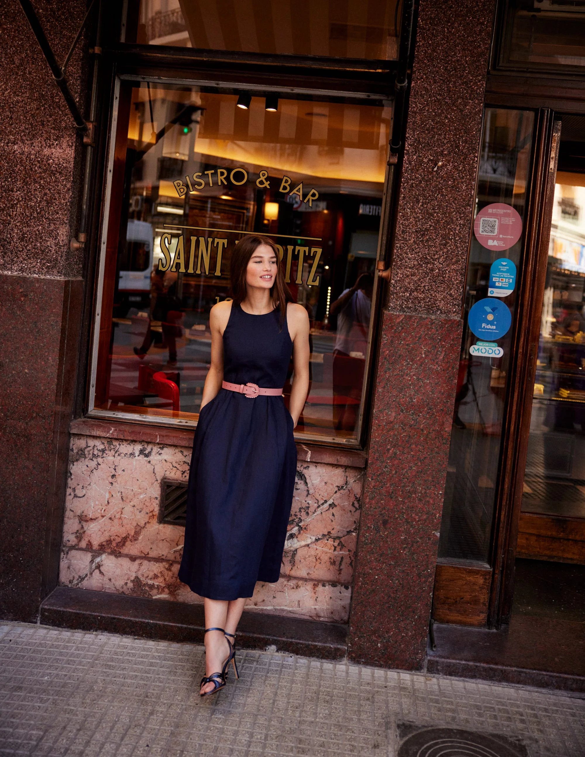 Carla Leinen-Midikleid-Aqua Marine Marl - Image 5