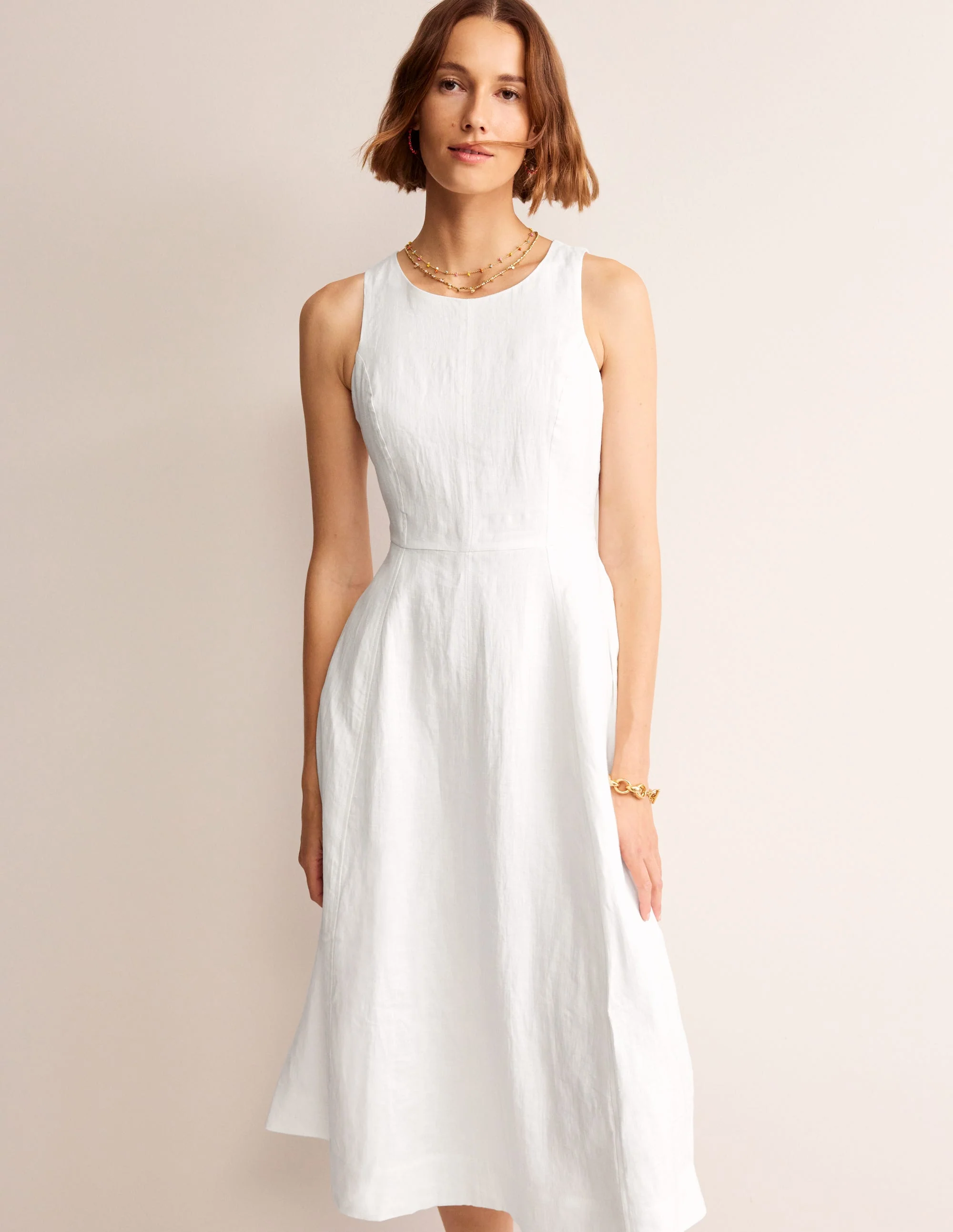 Carla Leinen-Midikleid-Weiß - Image 2