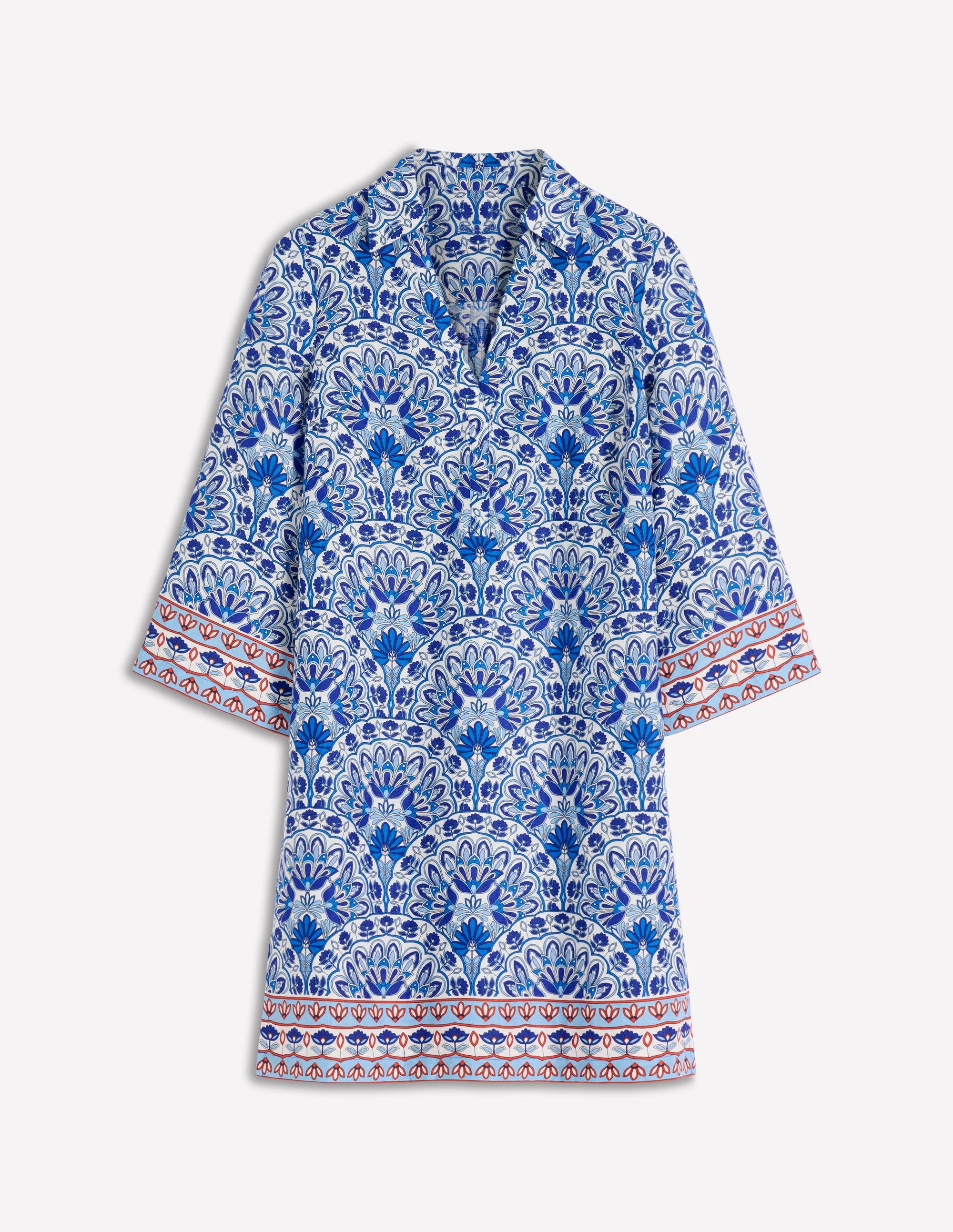 Carmen Kurzes Leinenkleid-Leuchtendes Blau, Aufwendige Terrasse - Image 7