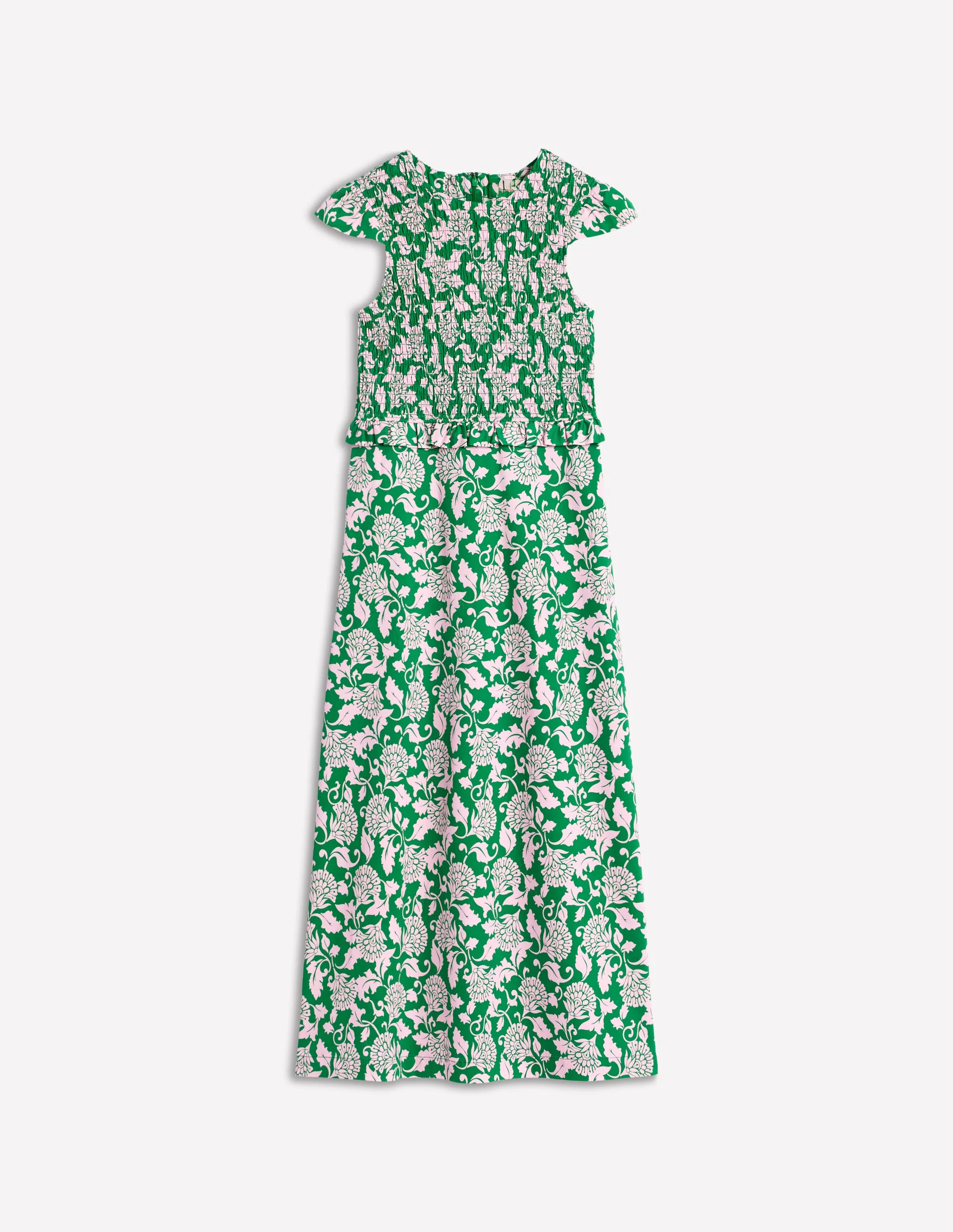Carolina Gesmoktes Midikleid-Sattes Smaragdgrün, Rebenornament - Image 7