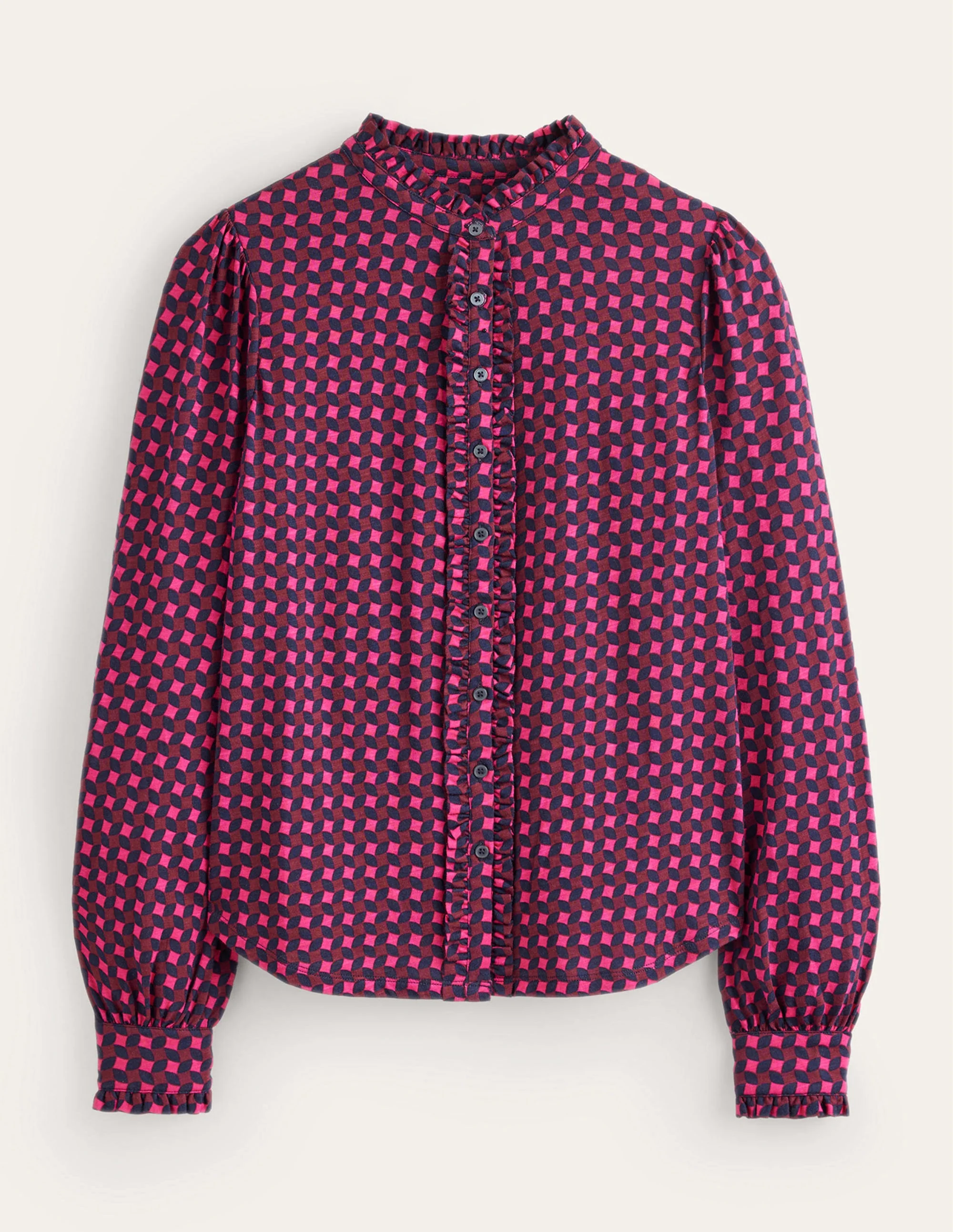 Caroline Jersey-Hemd-Kräftiges Pink, Abstrakt Diamant - Image 5