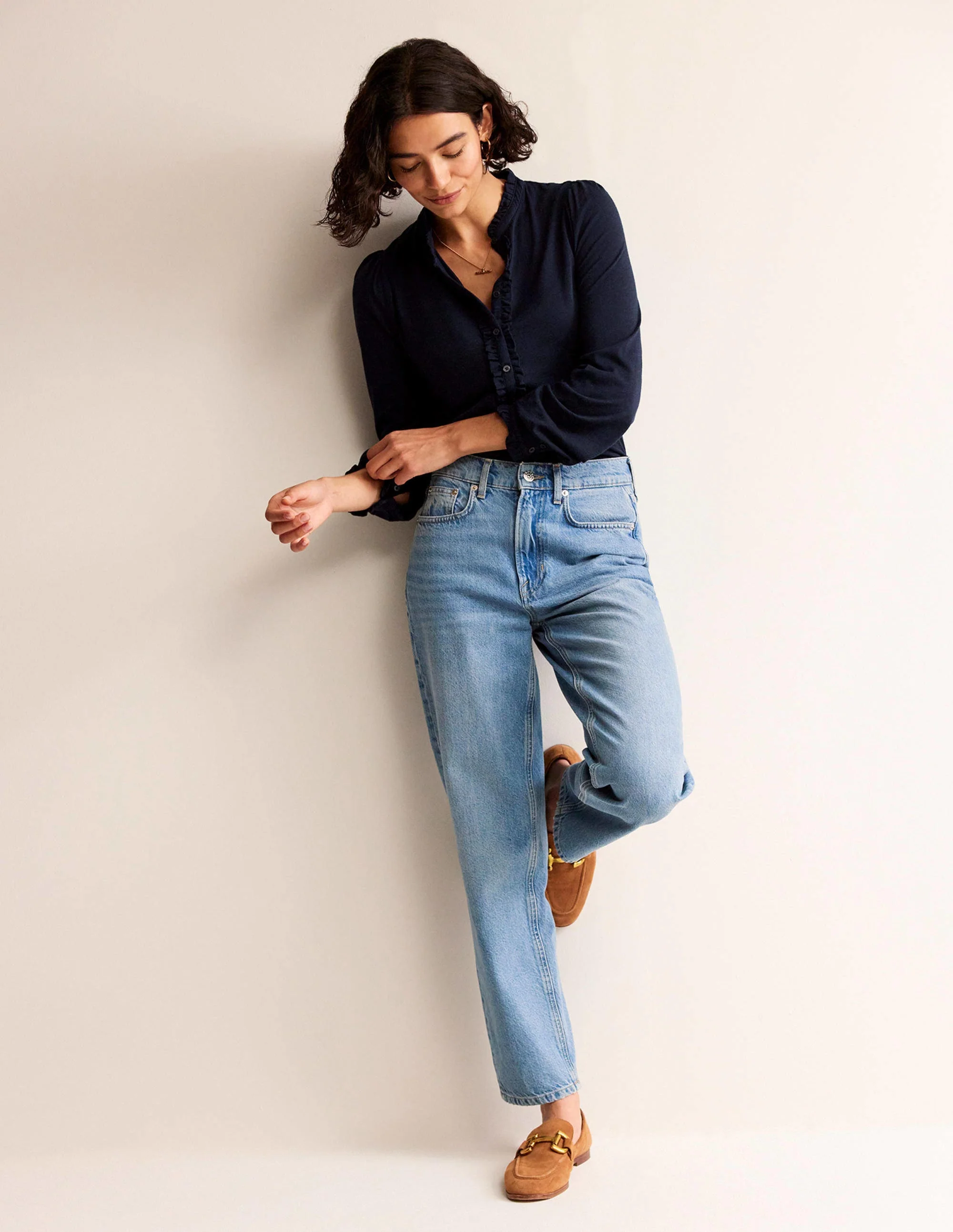 Caroline Jersey-Hemd-Marineblau - Image 4