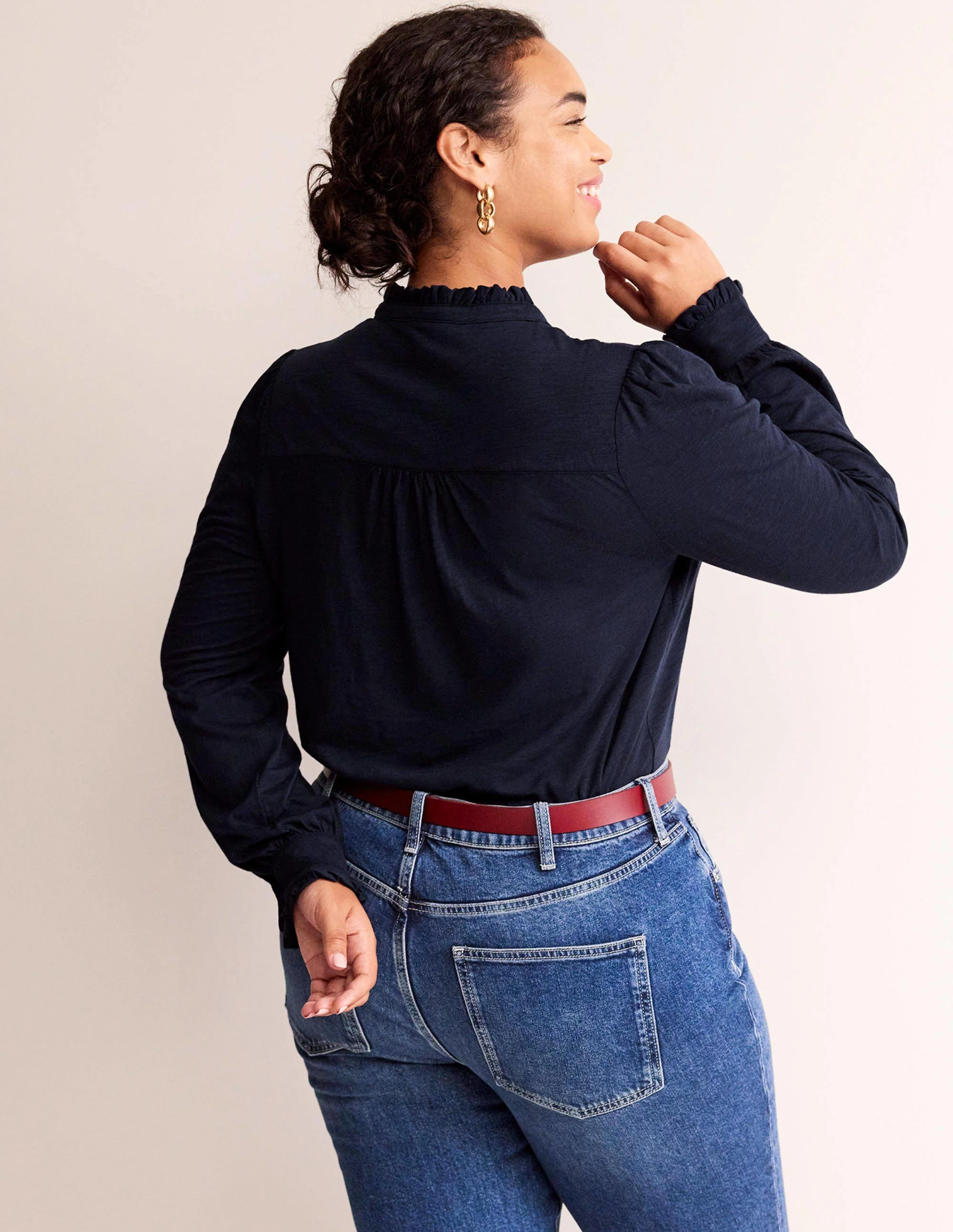 Caroline Jersey-Hemd-Marineblau - Image 6