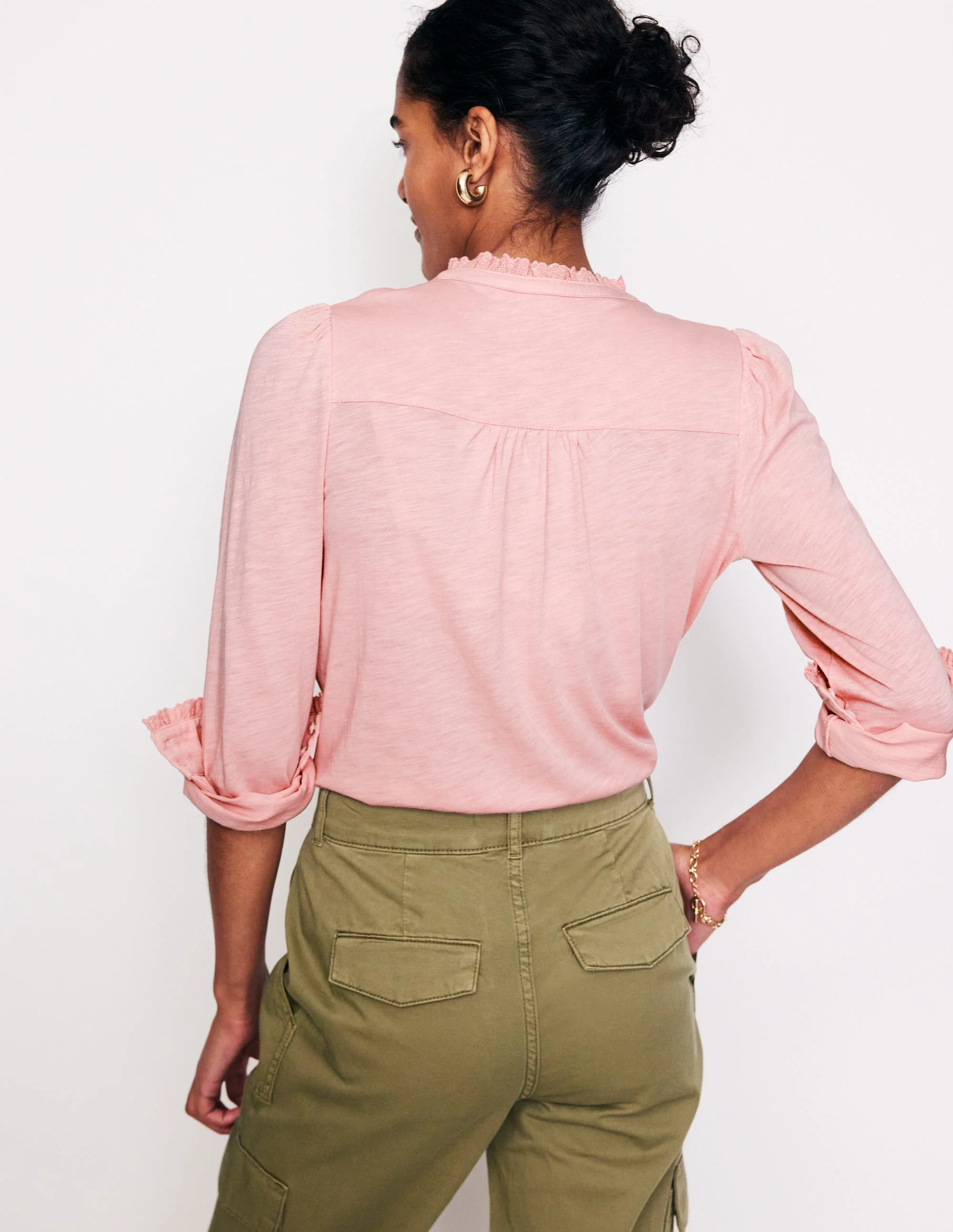Caroline Jerseyhemd mit Lochstickerei-Ballet Pink - Image 3