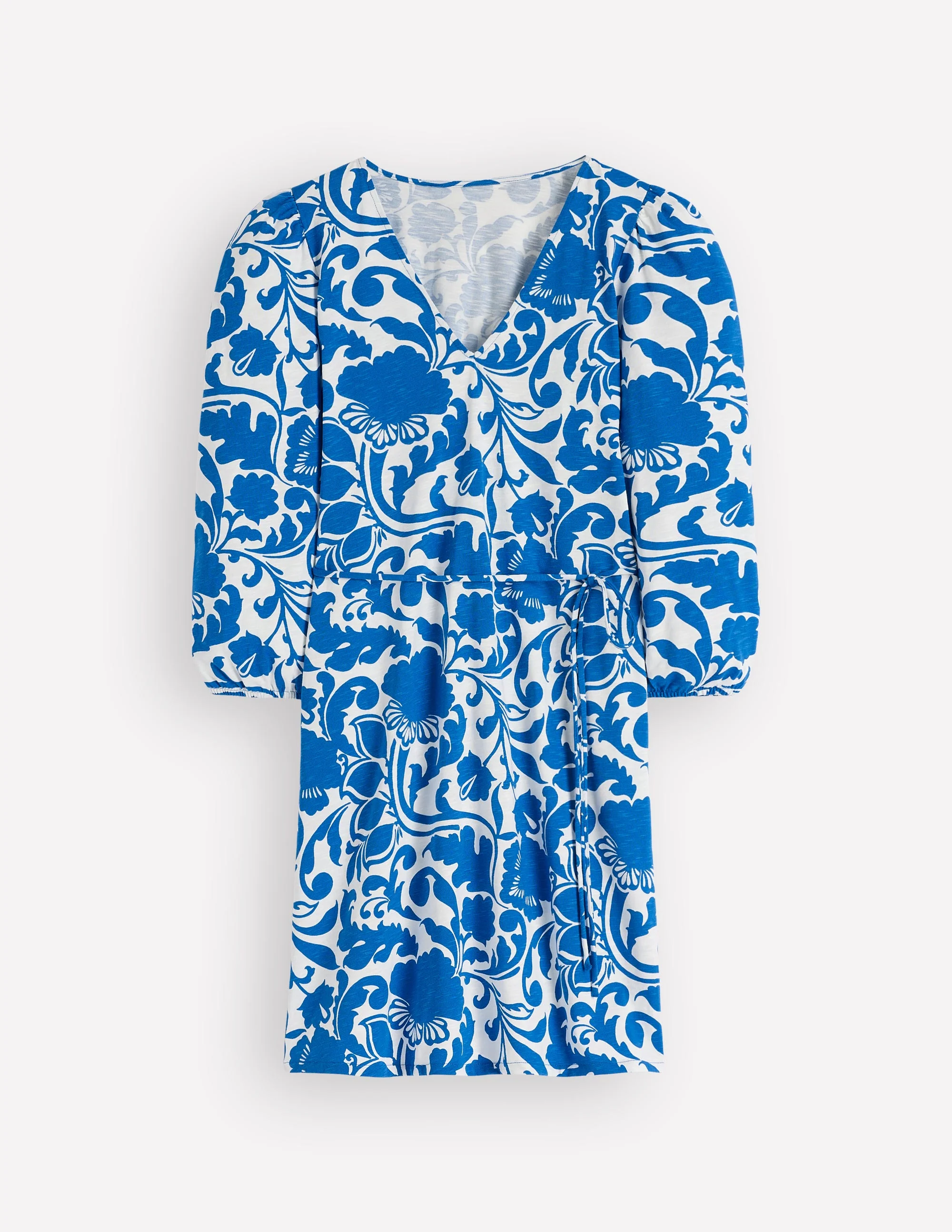 Cary Jerseykleid mit V-Ausschnitt-Blau, Blühende Wiese - Image 5