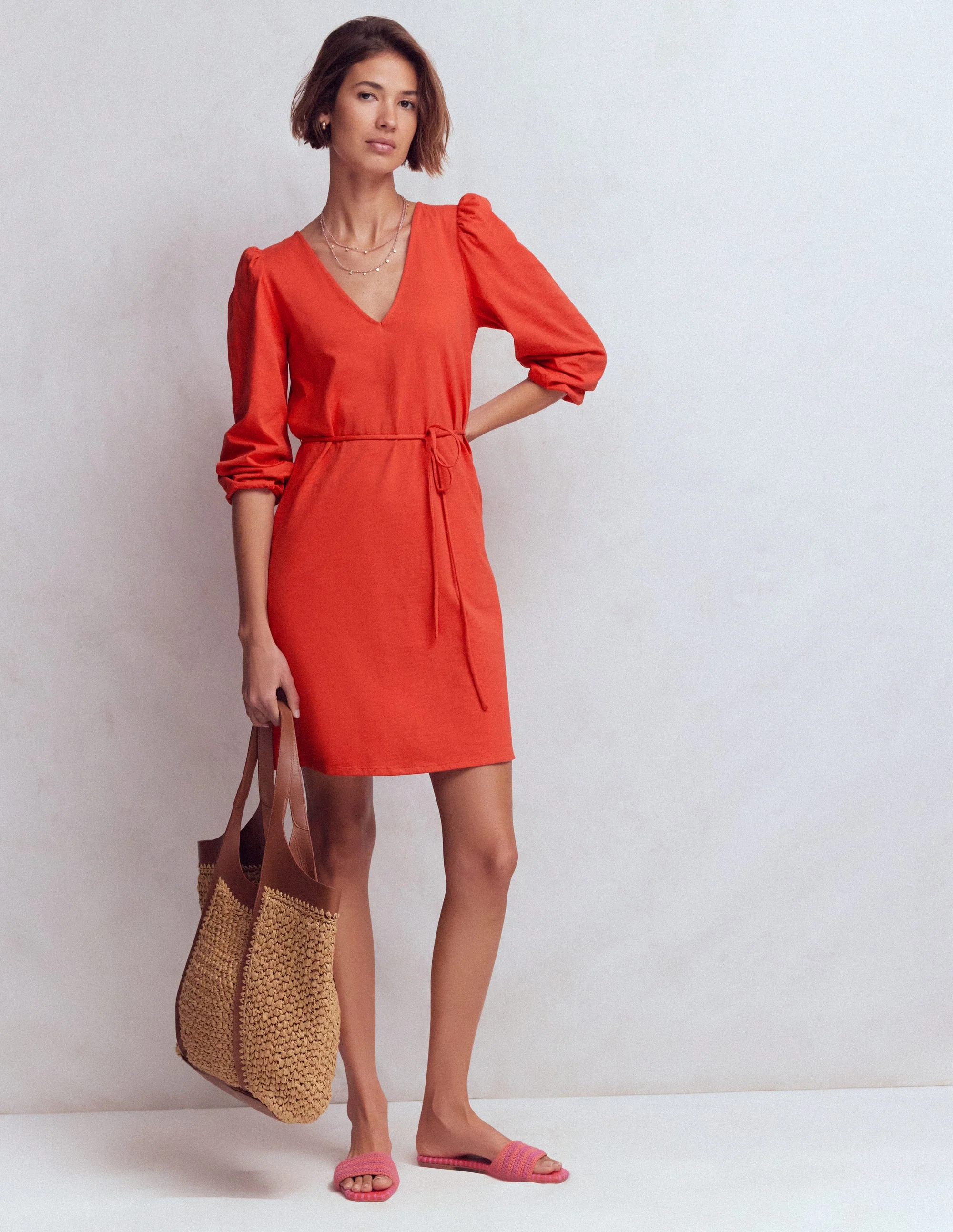 Cary Jerseykleid mit V-Ausschnitt-Blutorange - Image 4
