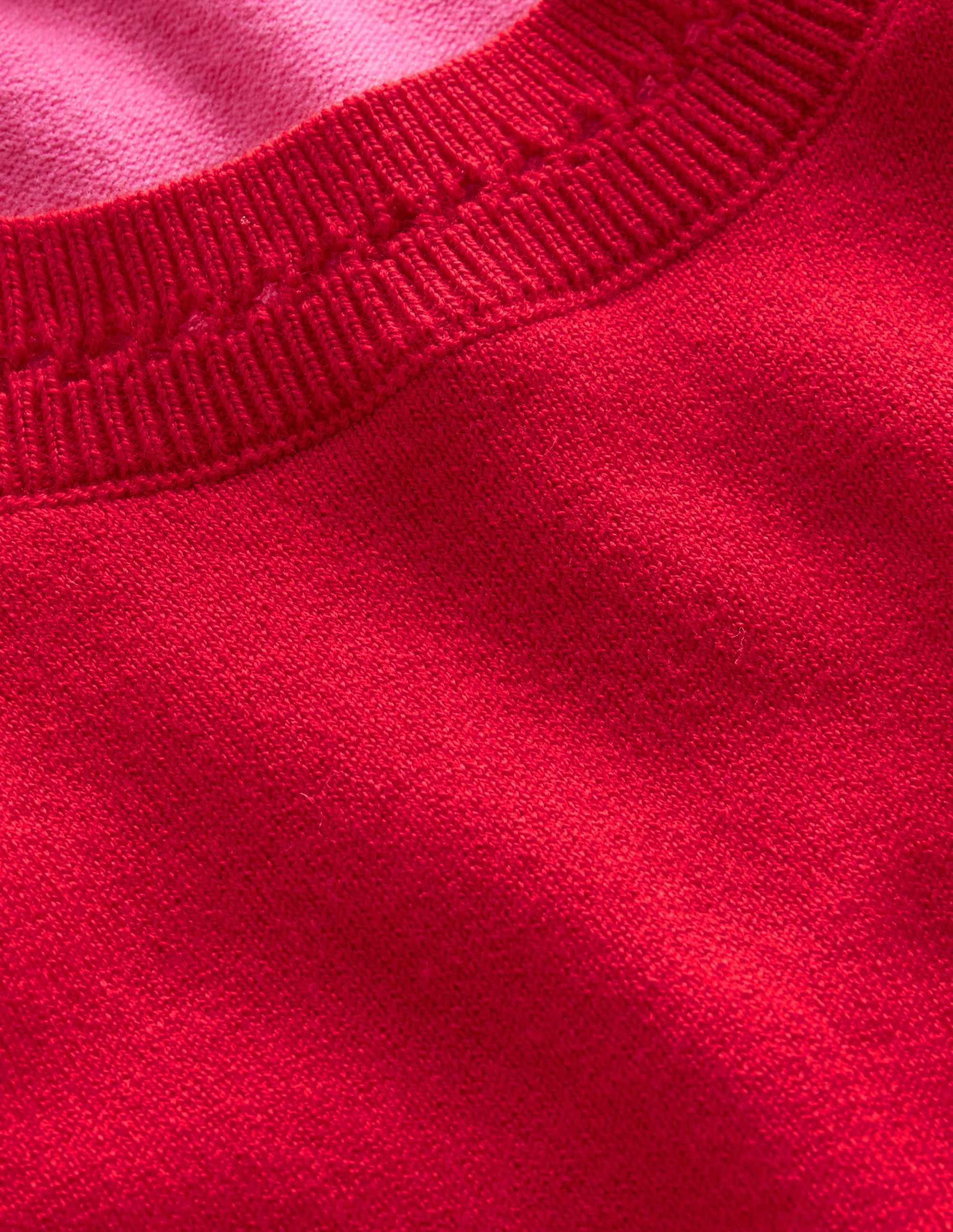 Catriona Baumwoll-T-Shirt mit Rundhalsausschnitt-Flame Scarlet/Sangria Pink - Image 7