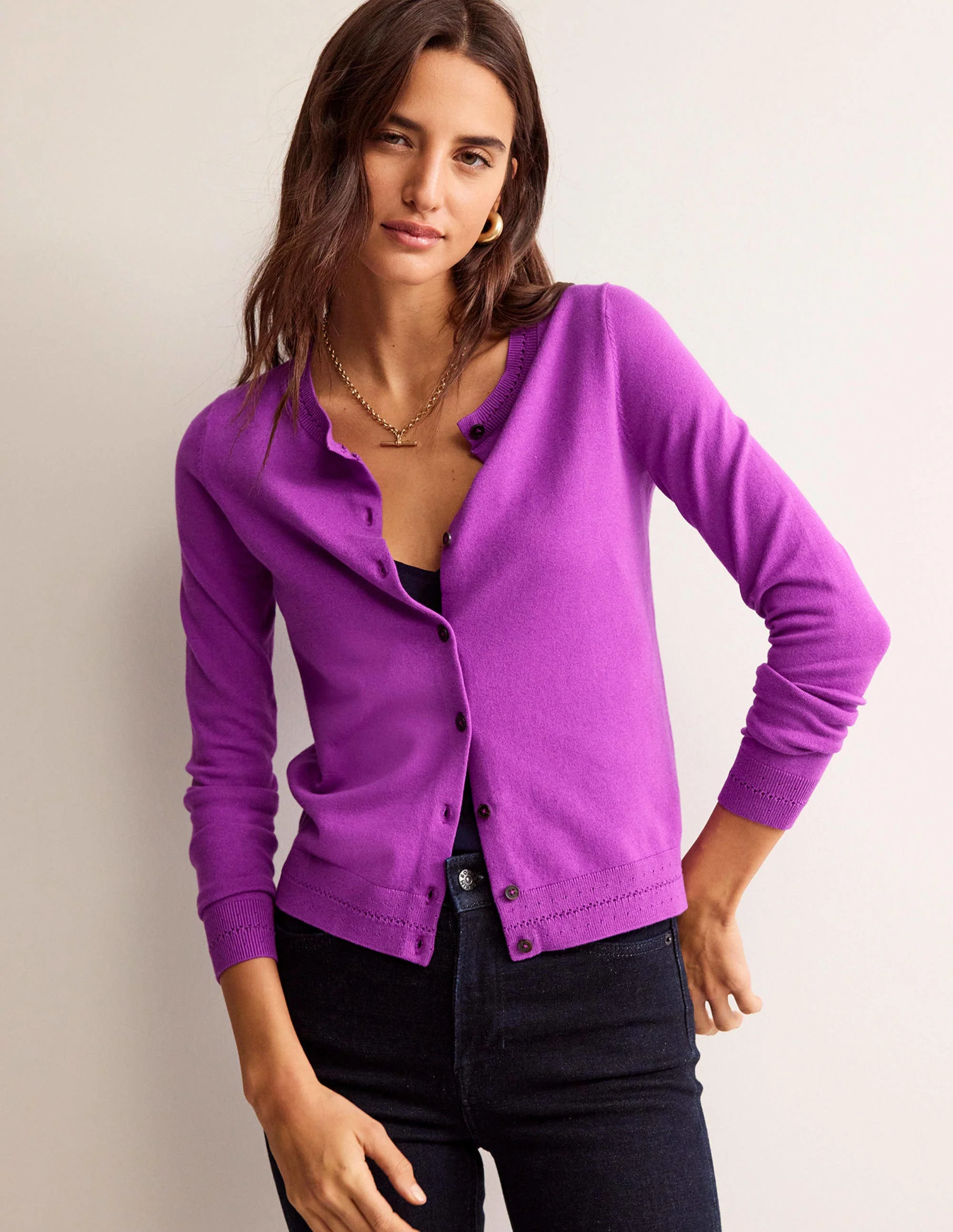 Catriona Cardigan aus Baumwolle-Edelsteinviolett - Image 4