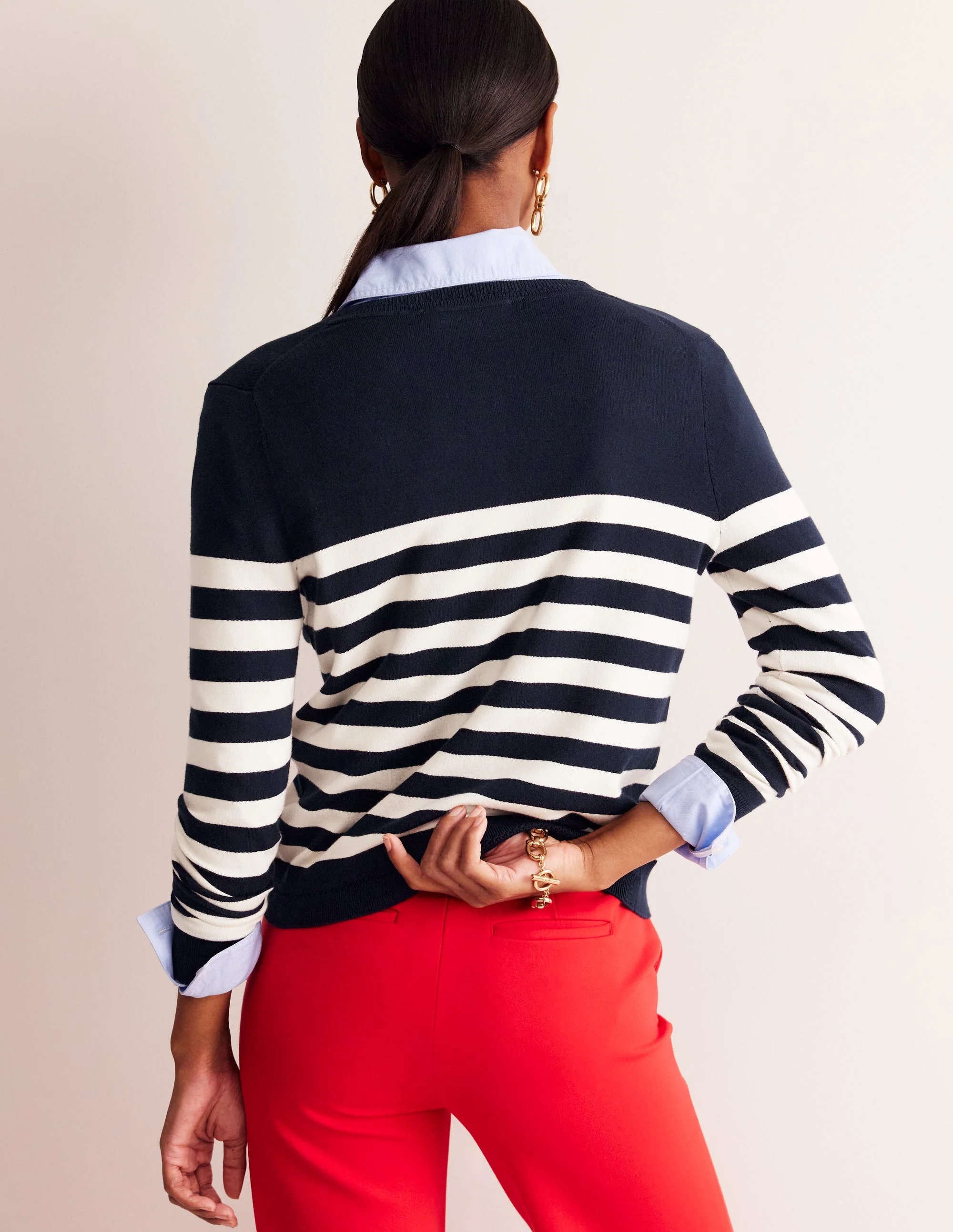 Catriona Cardigan aus Baumwolle-Französisches Navy/Naturweiß, Gestreift - Image 3