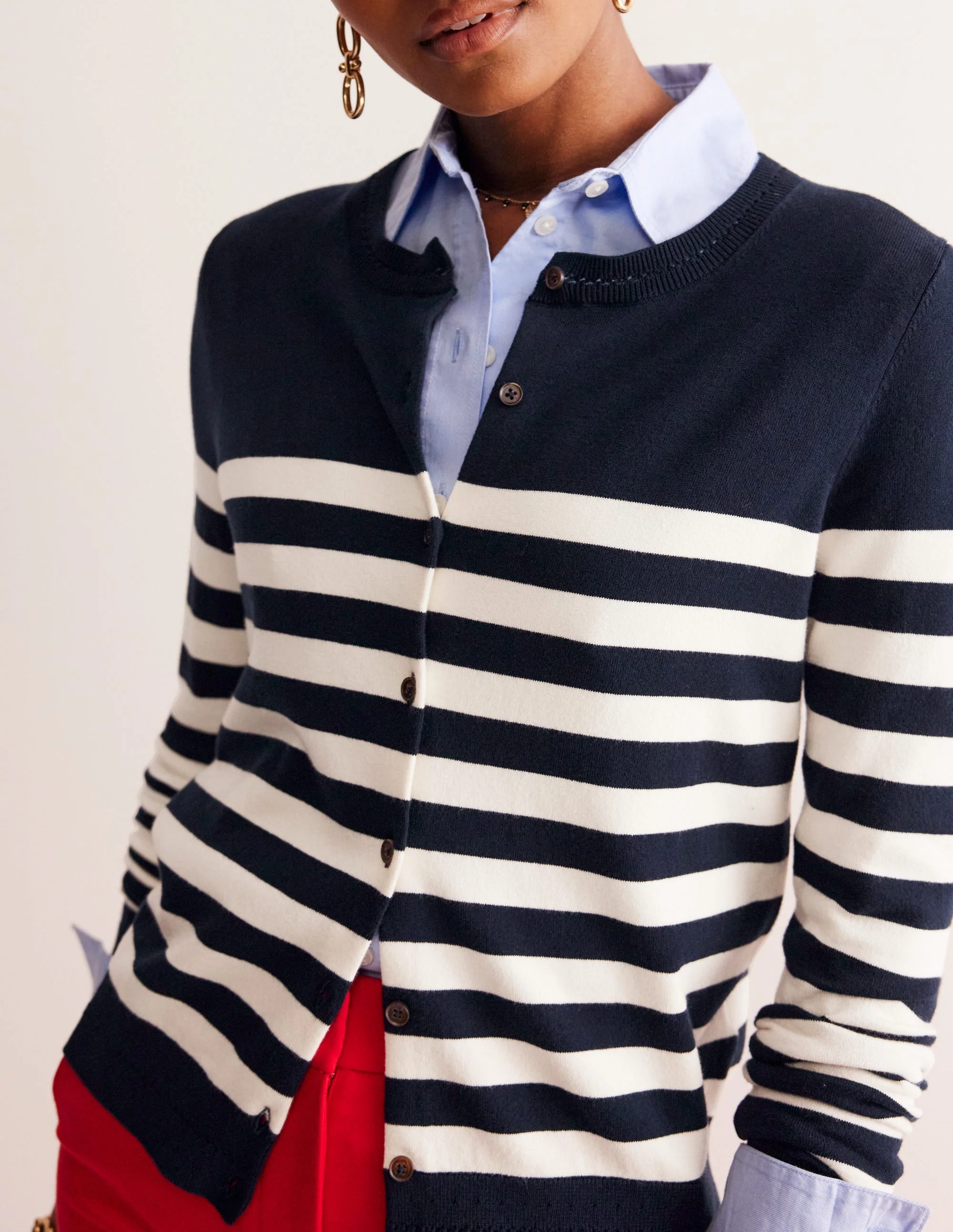 Catriona Cardigan aus Baumwolle-Französisches Navy/Naturweiß, Gestreift - Image 4