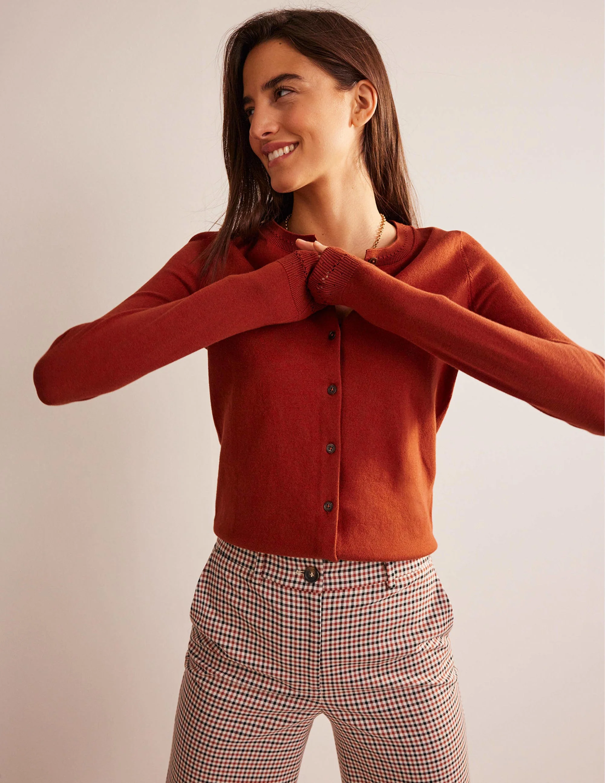 Catriona Cardigan aus Baumwolle-Kastanienbraun
