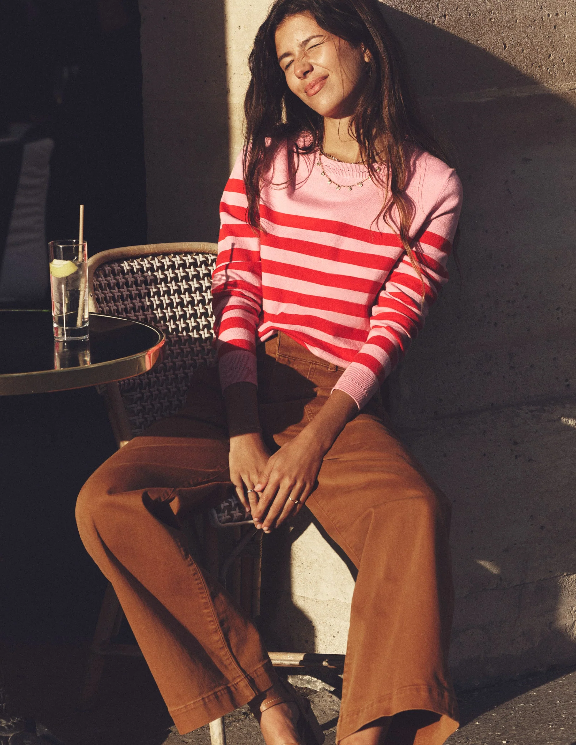 Catriona Pullover aus Baumwolle mit Rundhalsausschnitt-Altrosa, Rouge-Rot - Image 5
