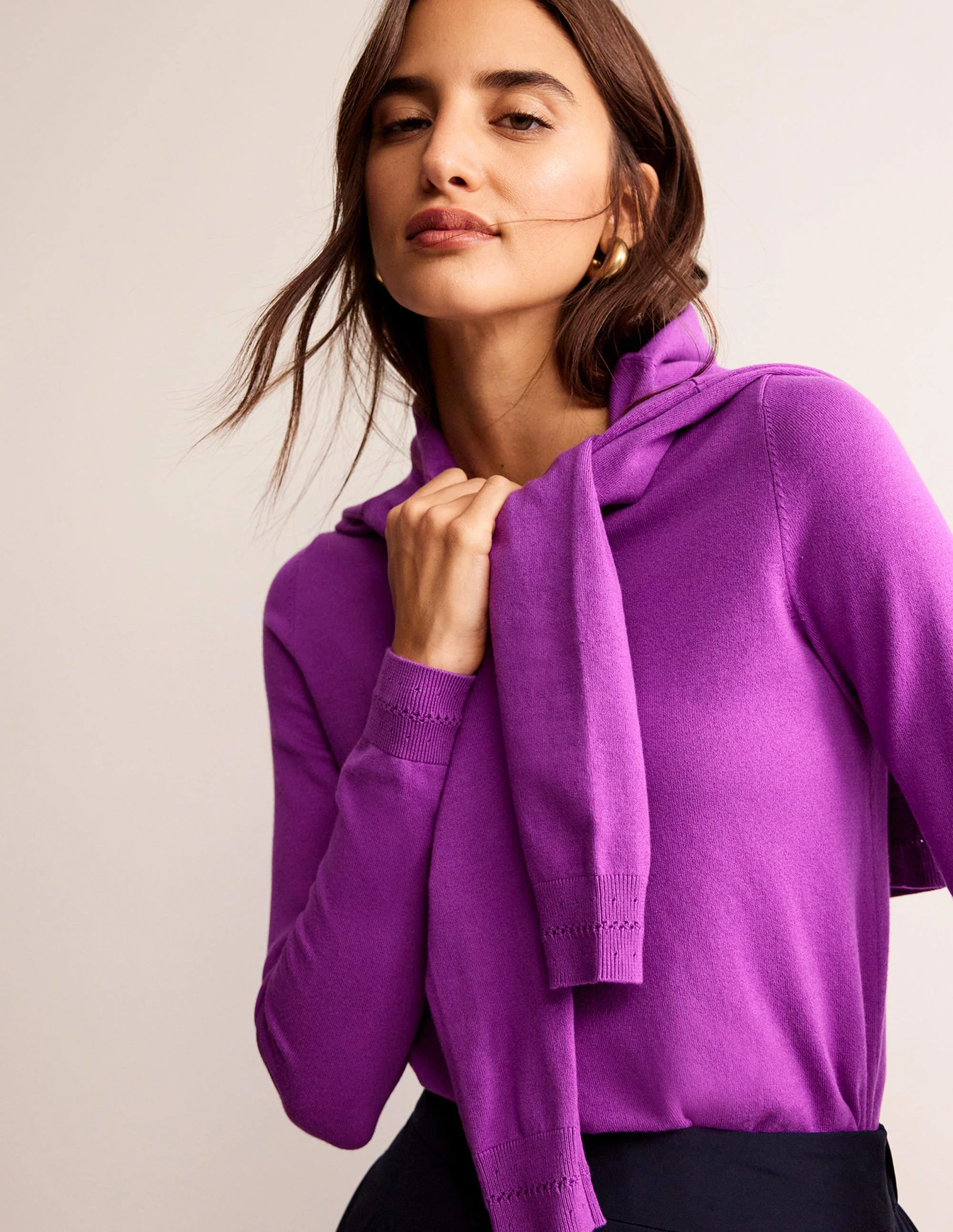 Catriona Pullover aus Baumwolle mit Rundhalsausschnitt-Edelsteinviolett