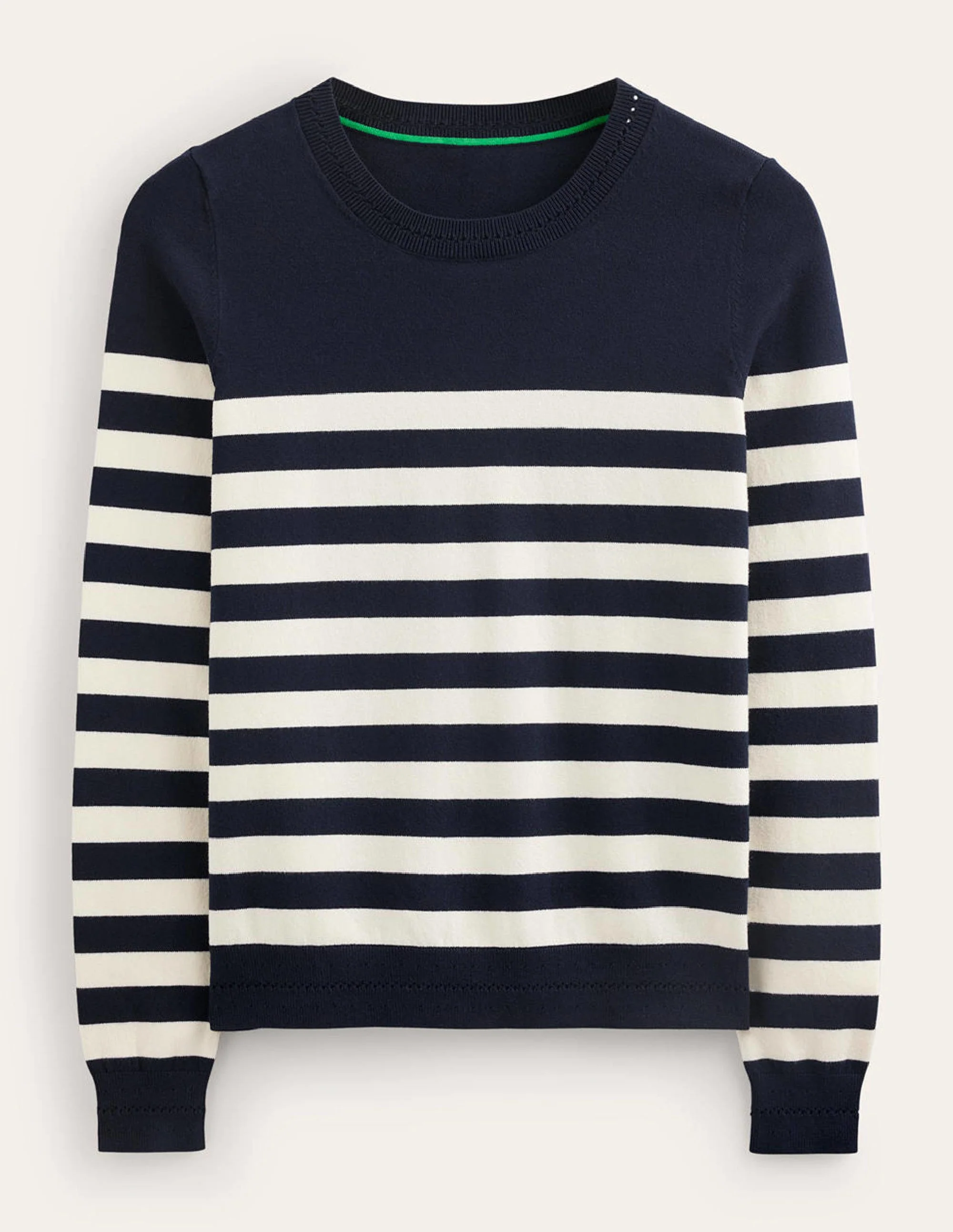 Catriona Pullover aus Baumwolle mit Rundhalsausschnitt-Französisches Navy/Naturweiß, Gestreift - Image 6