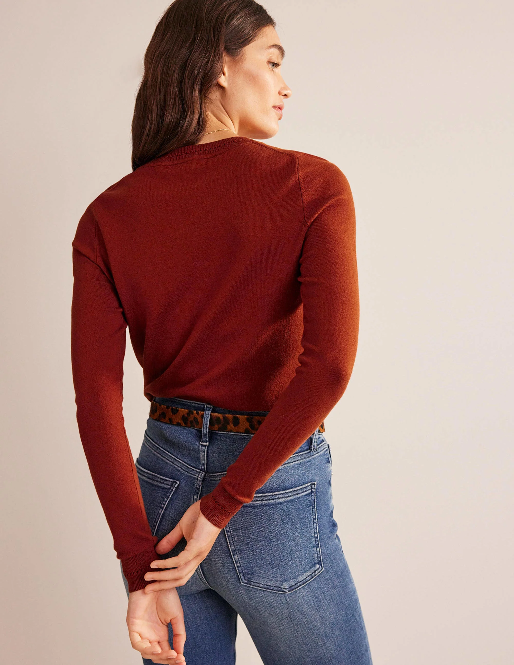 Catriona Pullover aus Baumwolle mit Rundhalsausschnitt-Kastanienbraun - Image 3