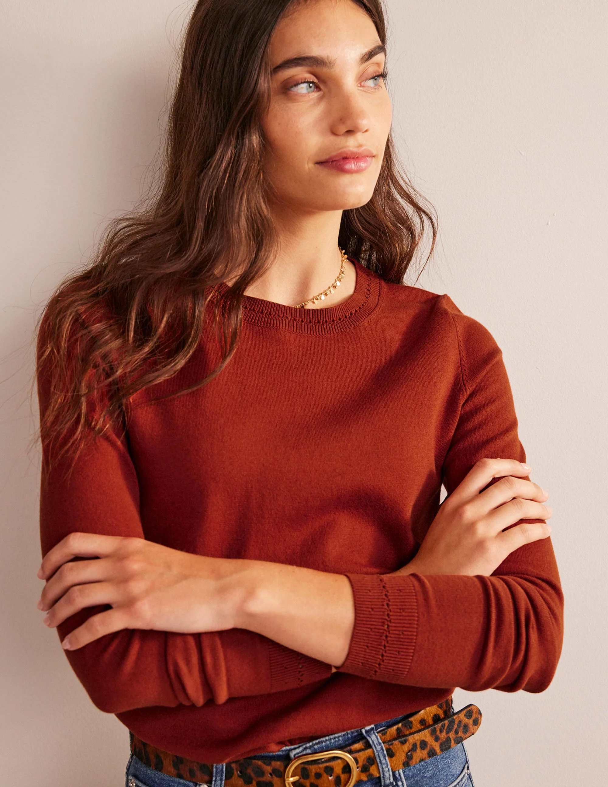 Catriona Pullover aus Baumwolle mit Rundhalsausschnitt-Kastanienbraun - Image 5