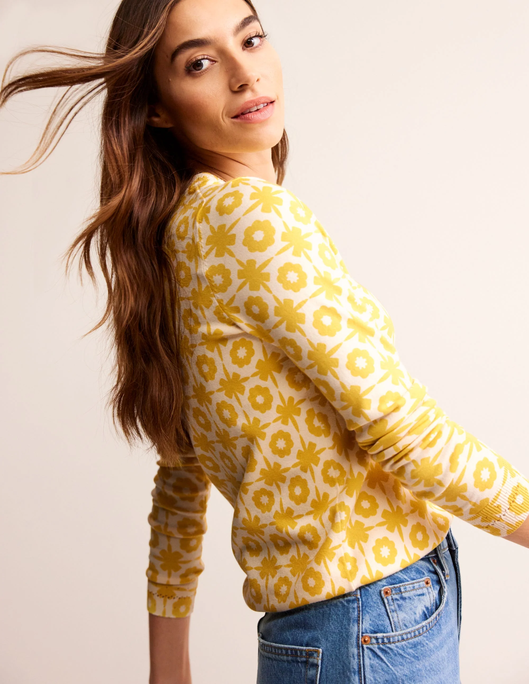 Catriona Pullover aus Baumwolle mit Rundhalsausschnitt-Maracuja Muster