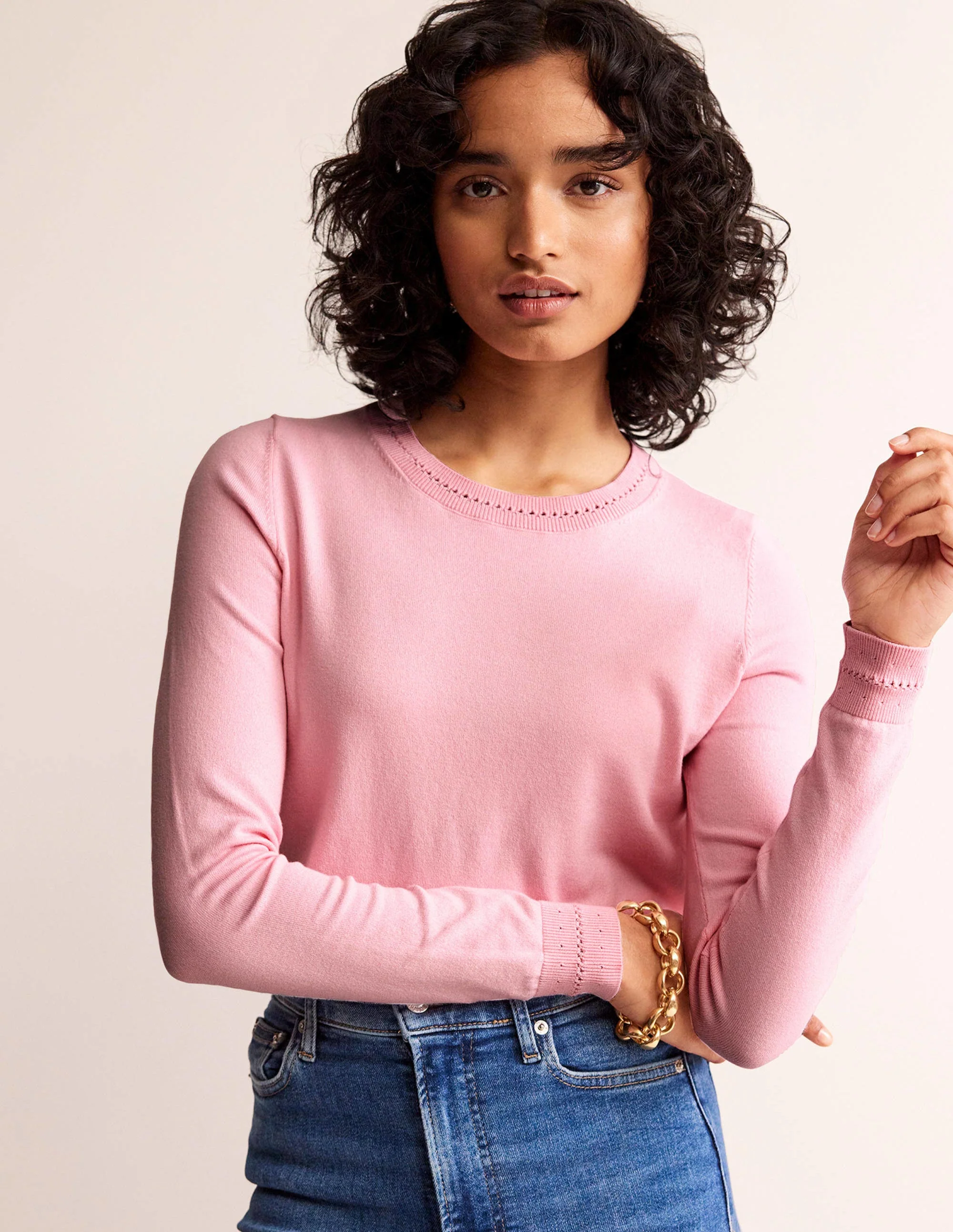 Catriona Pullover aus Baumwolle mit Rundhalsausschnitt-Orchideenrosa - Image 2
