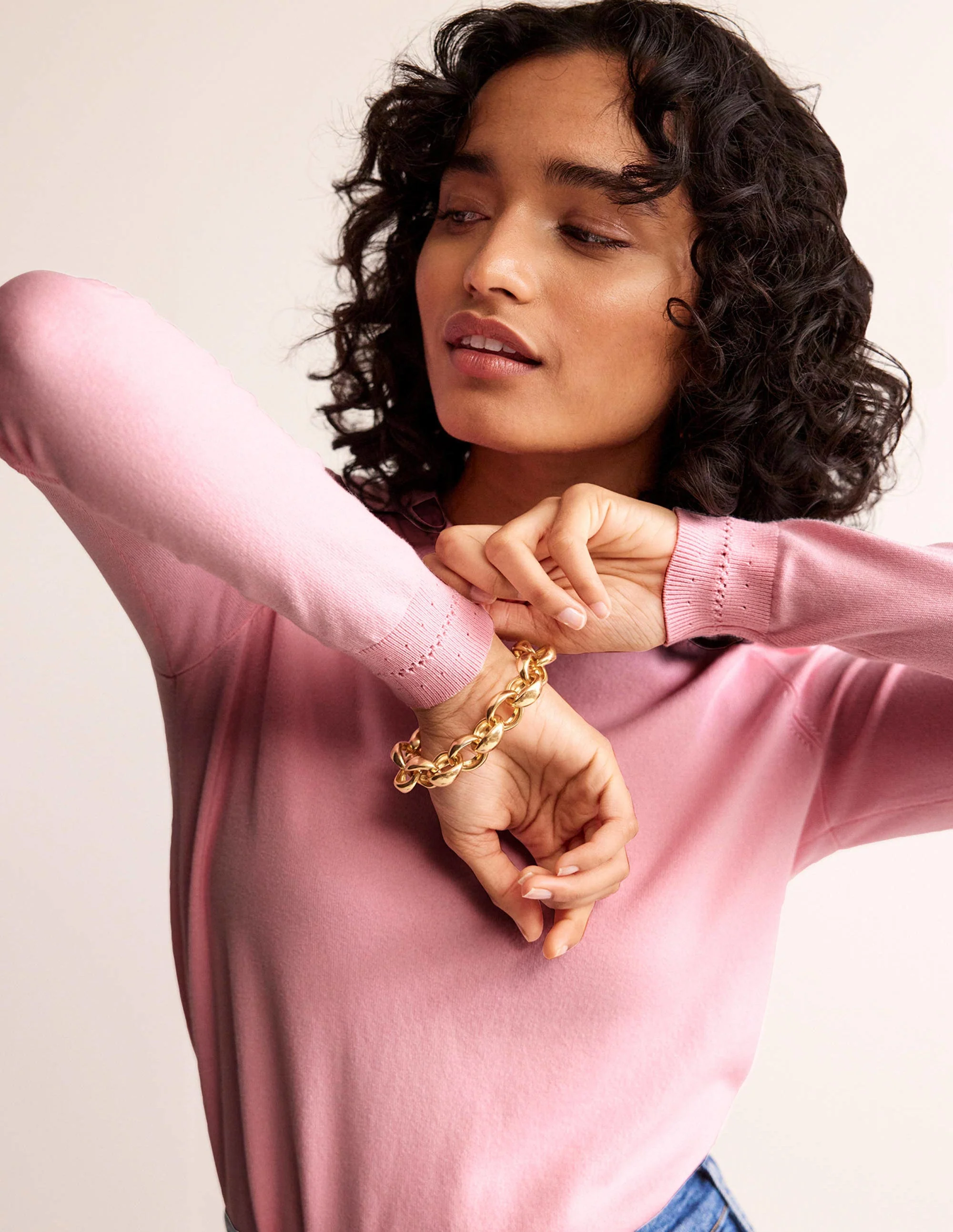 Catriona Pullover aus Baumwolle mit Rundhalsausschnitt-Orchideenrosa - Image 3