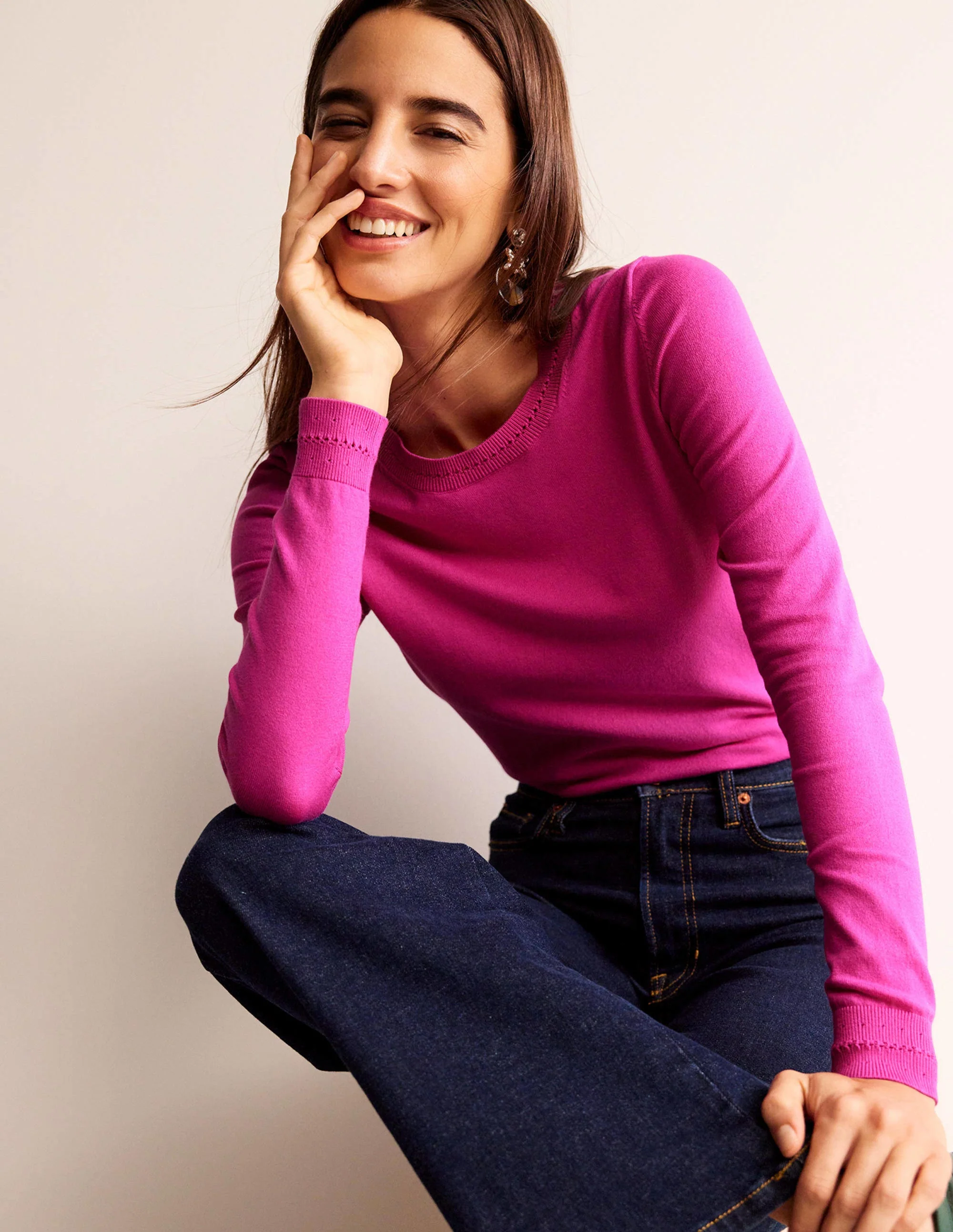 Catriona Pullover aus Baumwolle mit Rundhalsausschnitt-Rosa, Weltraum