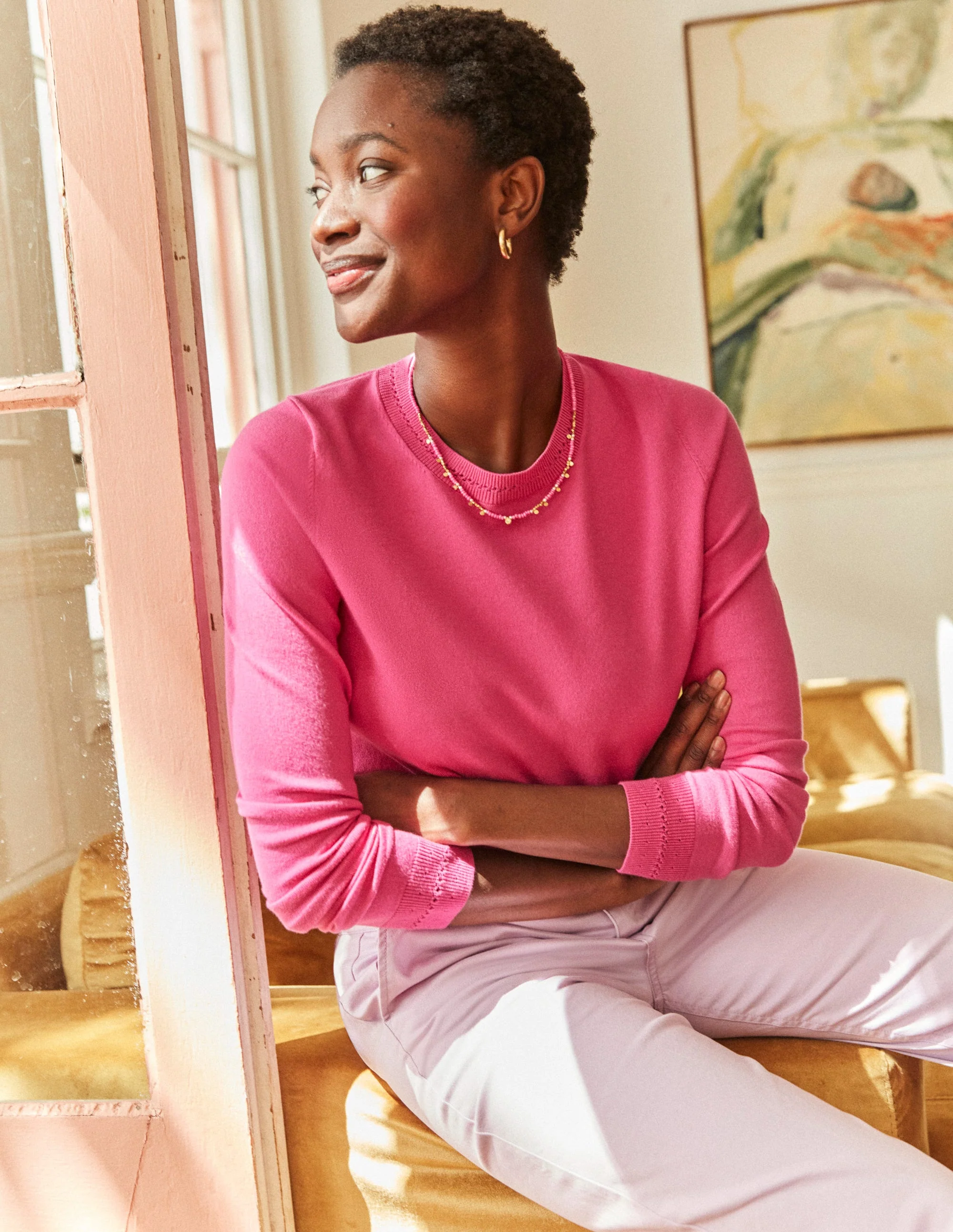 Catriona Pullover aus Baumwolle mit Rundhalsausschnitt-Rosa, Weltraum - Image 5