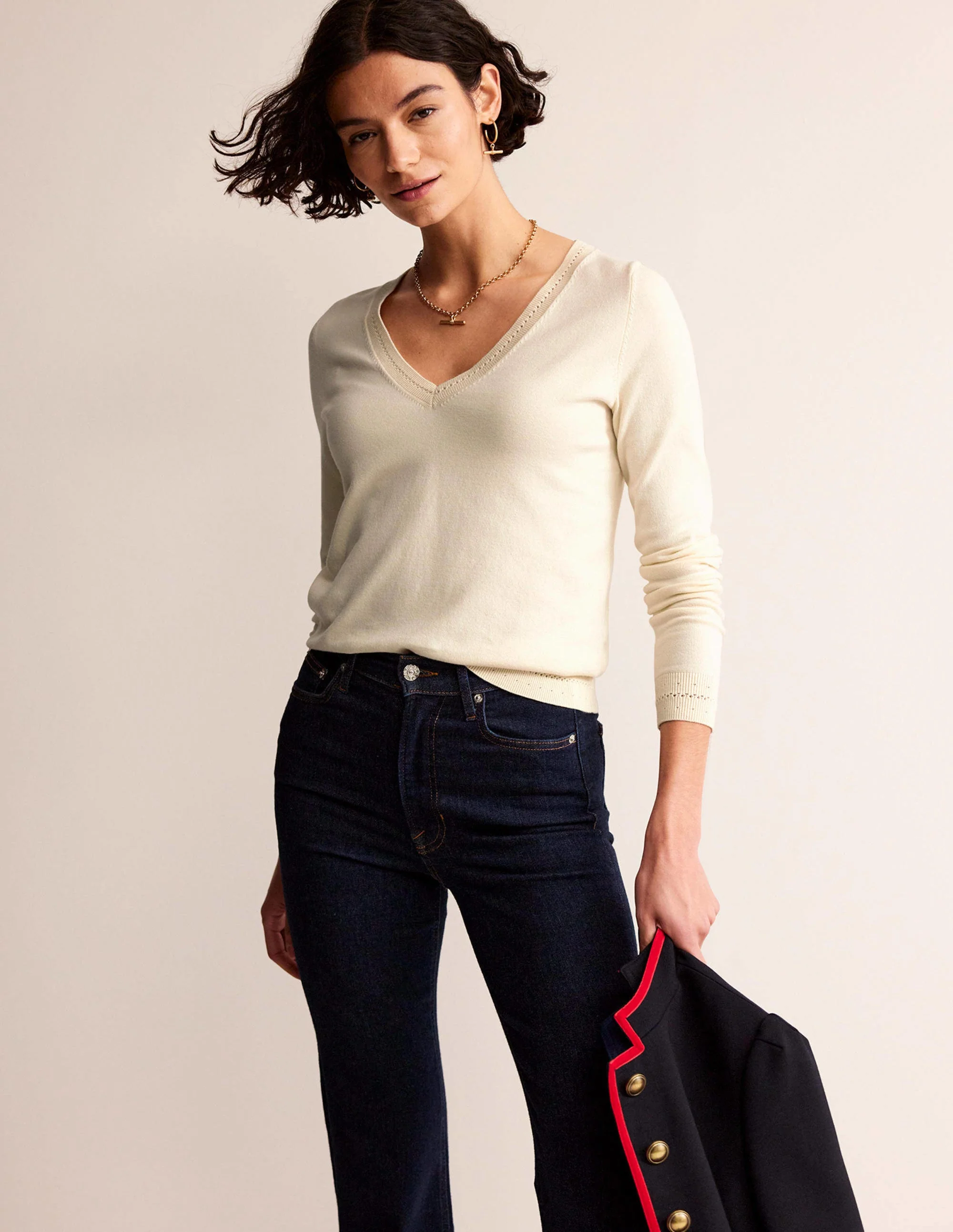 Catriona Pullover aus Baumwolle mit V-Ausschnitt-Black - Image 2
