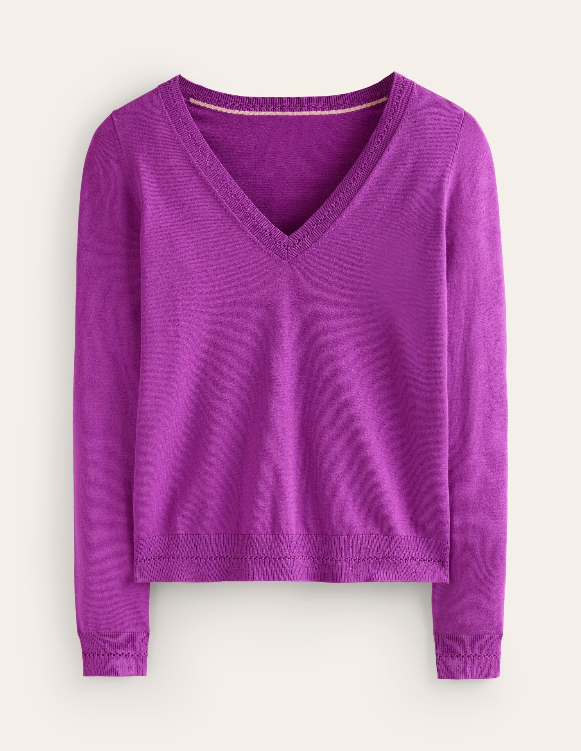 Catriona Pullover aus Baumwolle mit V-Ausschnitt-Edelsteinviolett - Image 6