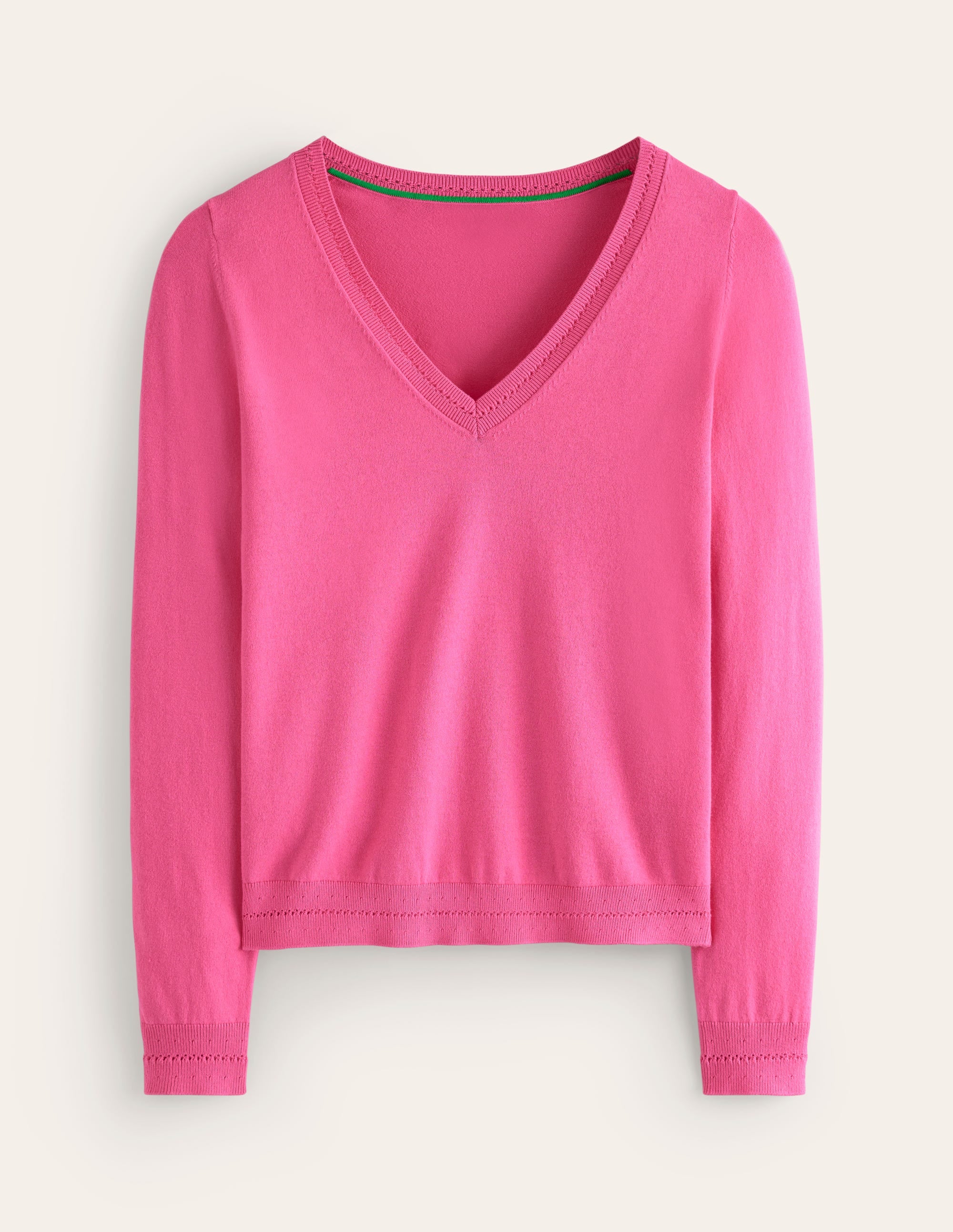 Catriona Pullover aus Baumwolle mit V-Ausschnitt-Karminrosa - Image 5