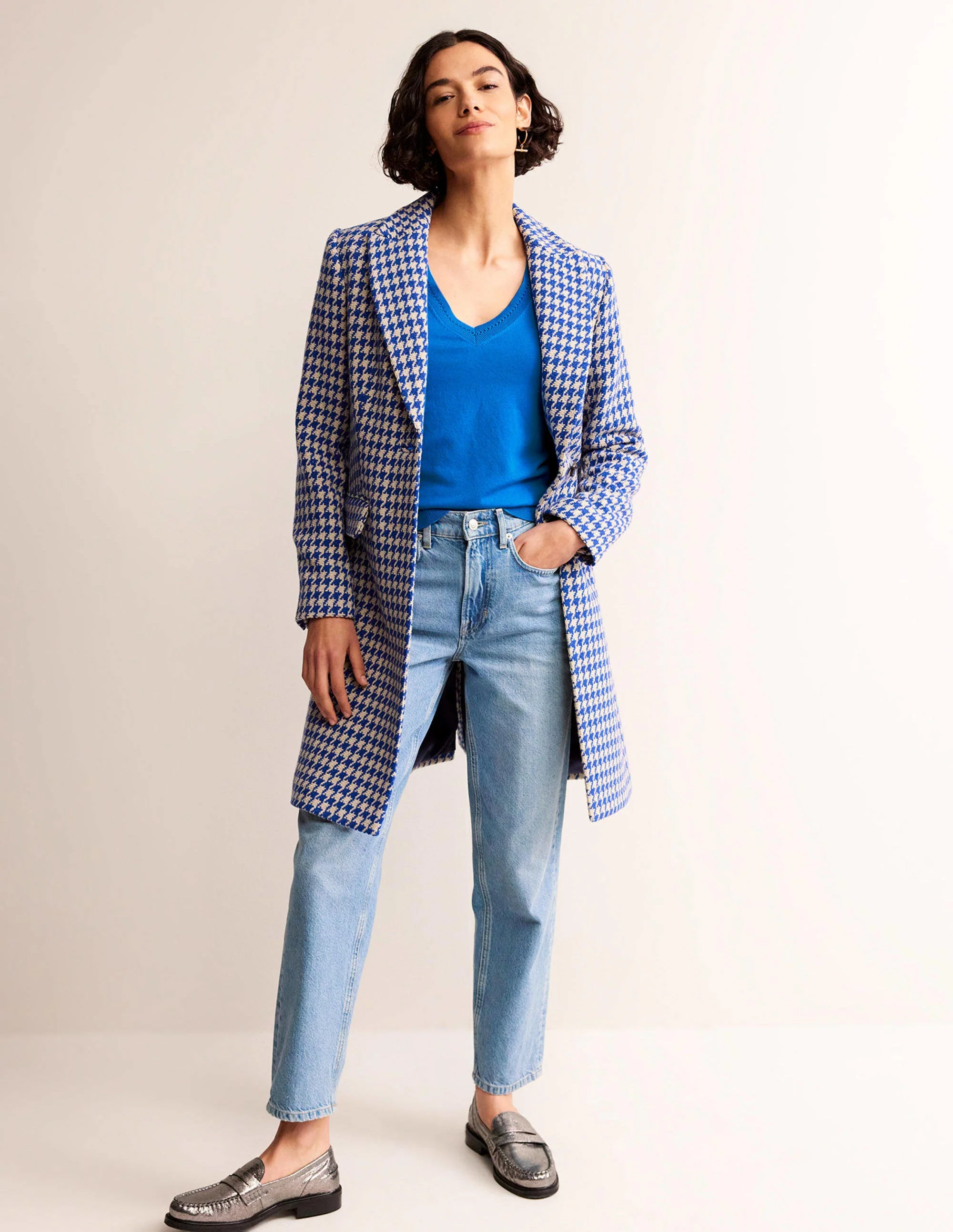 Catriona Pullover aus Baumwolle mit V-Ausschnitt-Leuchtendes Blau - Image 4