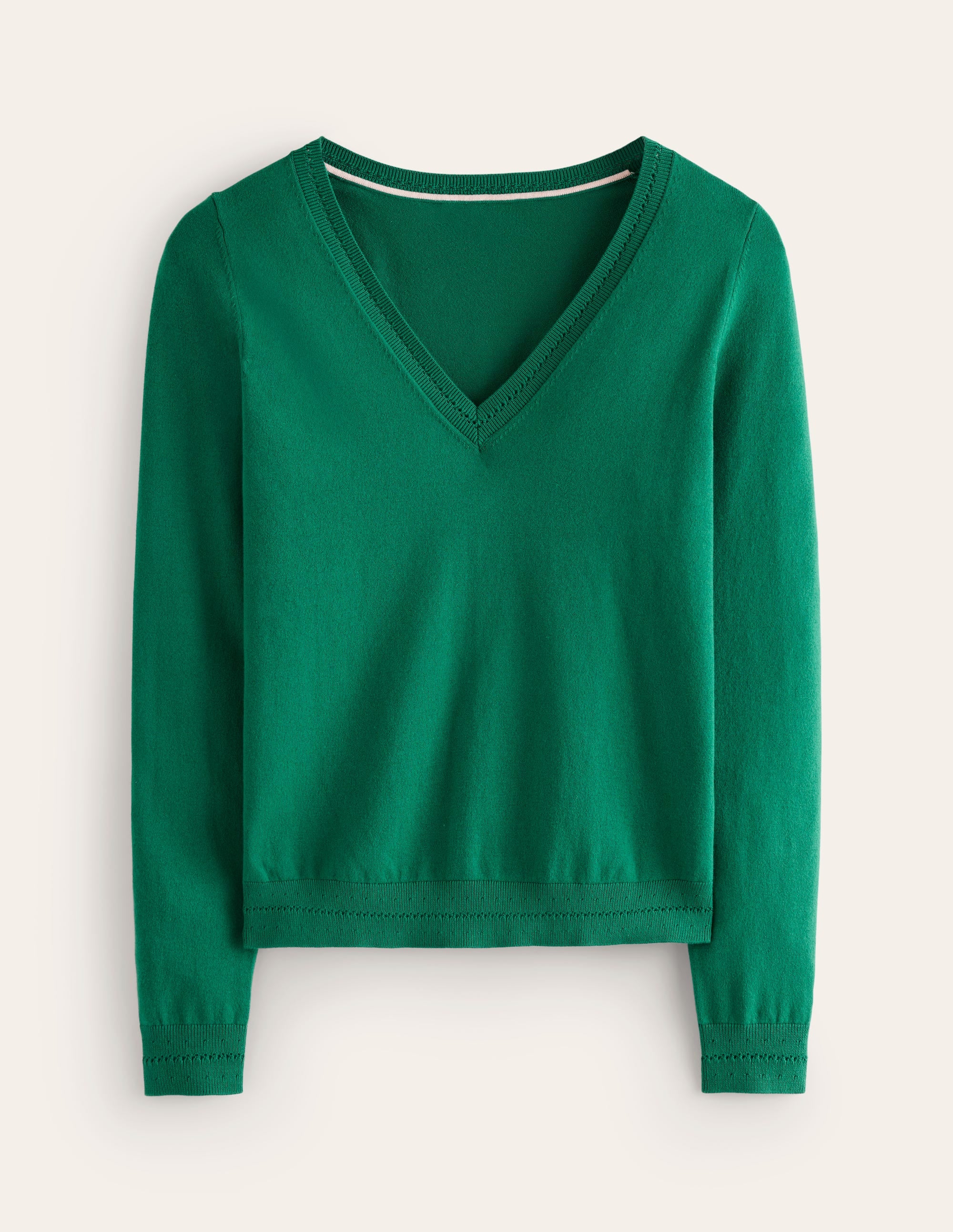 Catriona Pullover aus Baumwolle mit V-Ausschnitt-Malachitgrün - Image 5