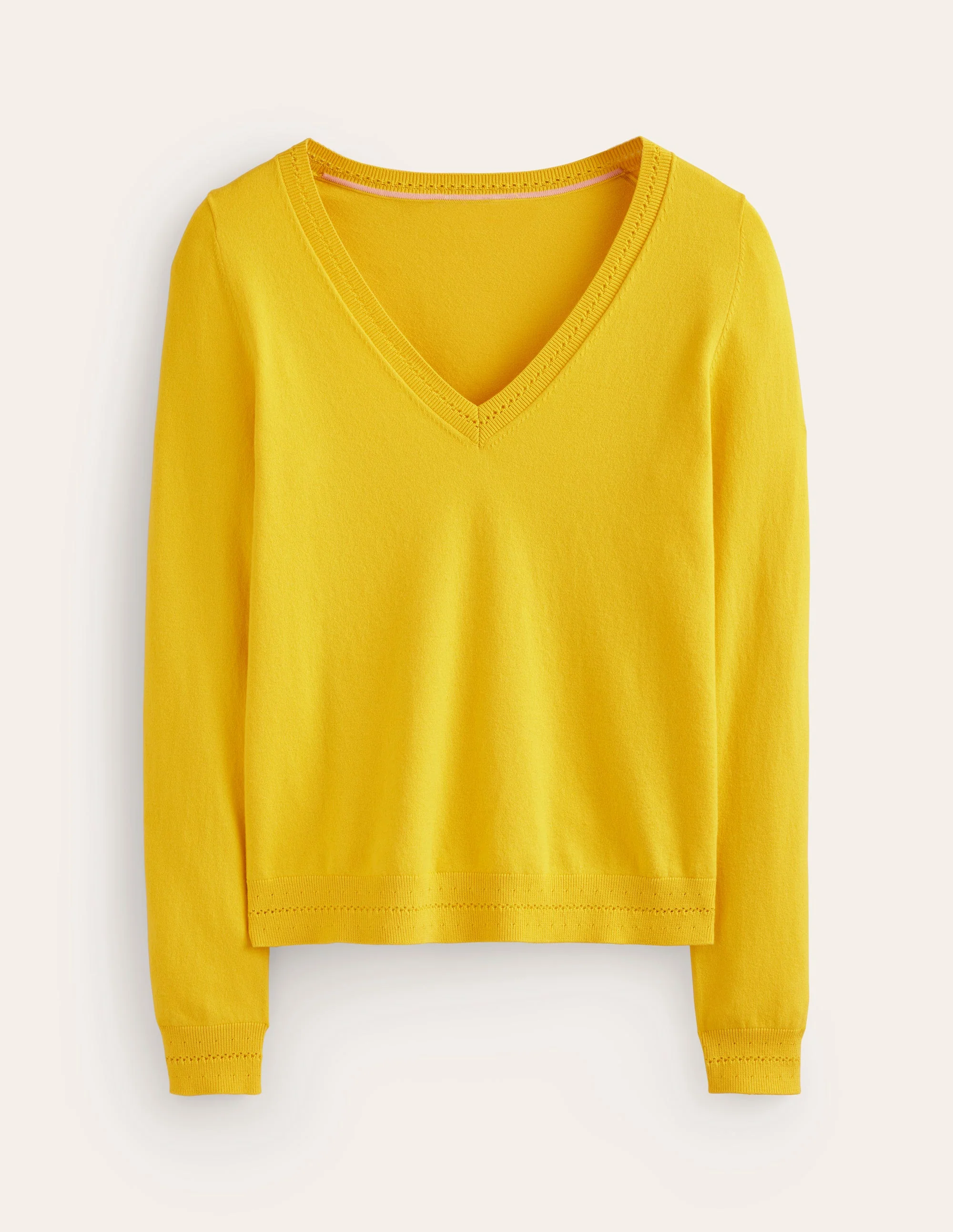 Catriona Pullover aus Baumwolle mit V-Ausschnitt-Maracuja-Gelb - Image 5