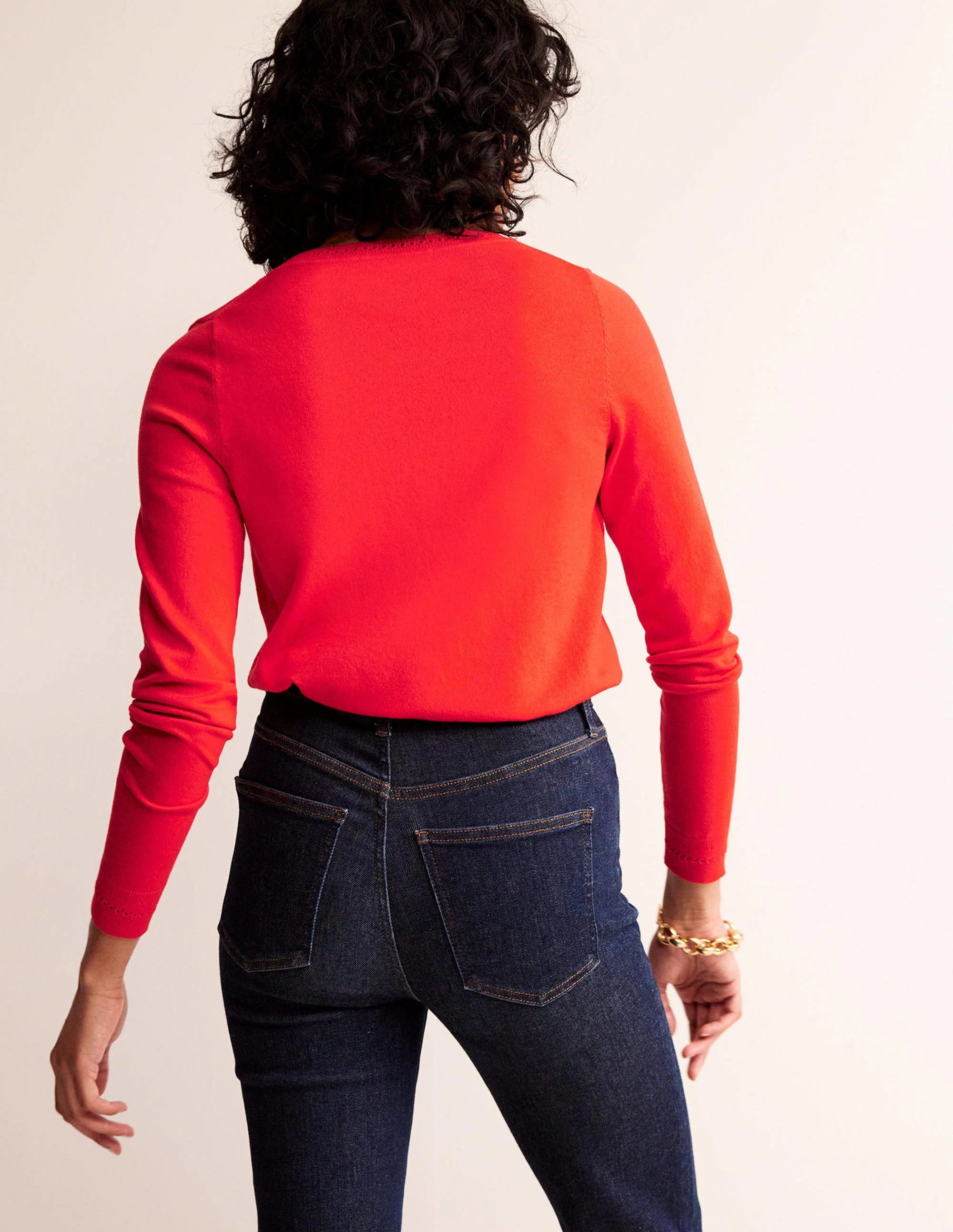 Catriona Pullover aus Baumwolle mit V-Ausschnitt-Mohnblumenrot - Image 4