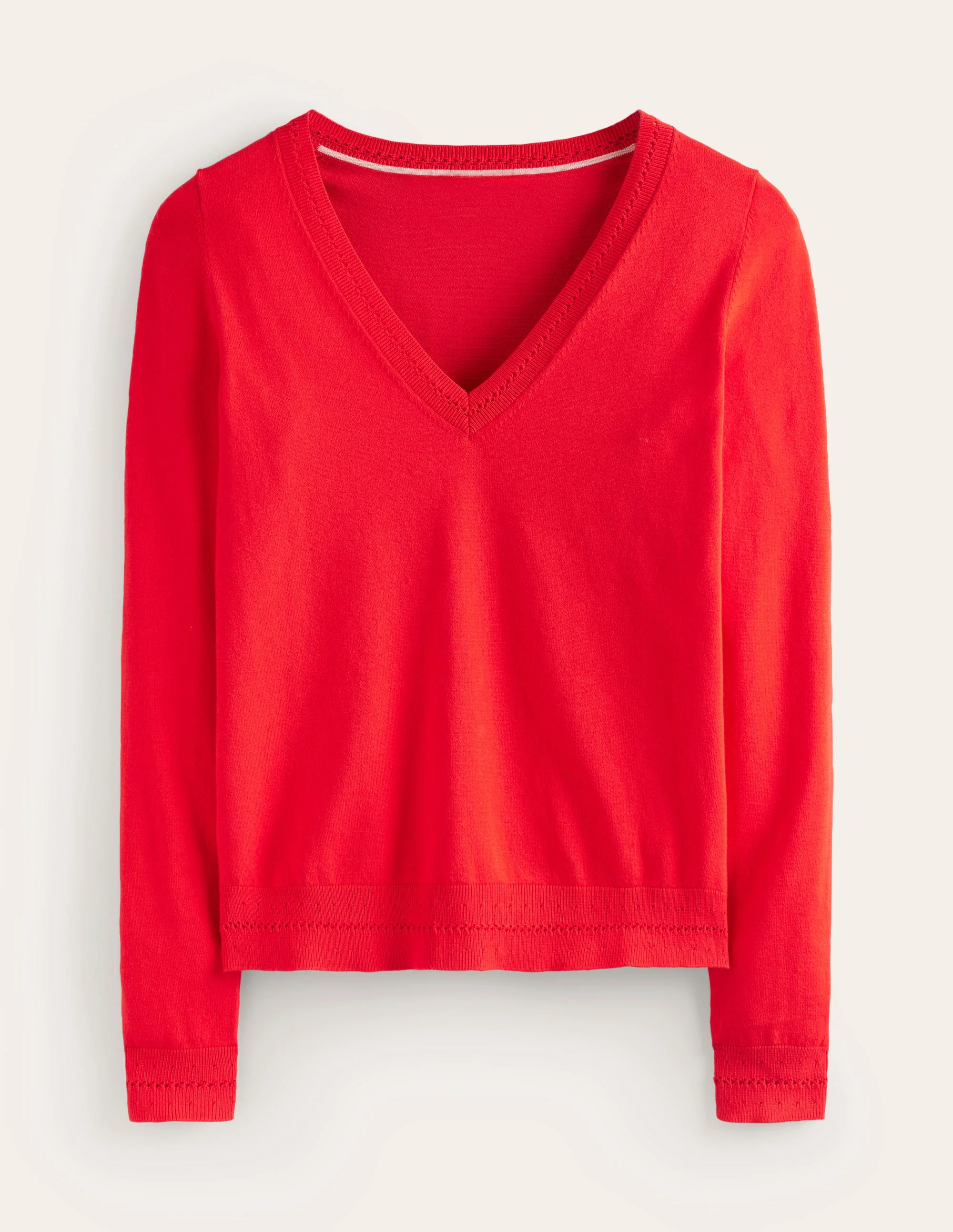Catriona Pullover aus Baumwolle mit V-Ausschnitt-Mohnblumenrot - Image 5