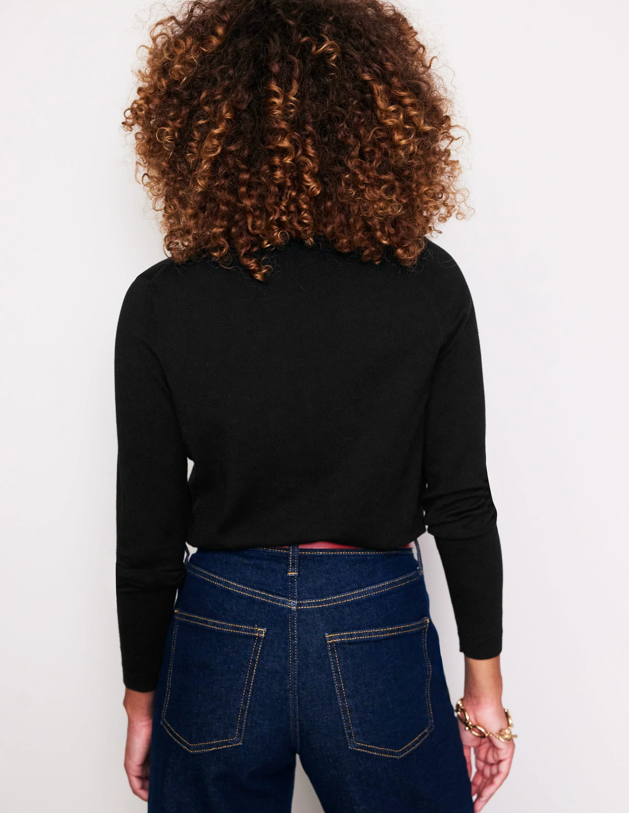 Catriona Pullover aus Baumwolle mit V-Ausschnitt-Schwarz - Image 3
