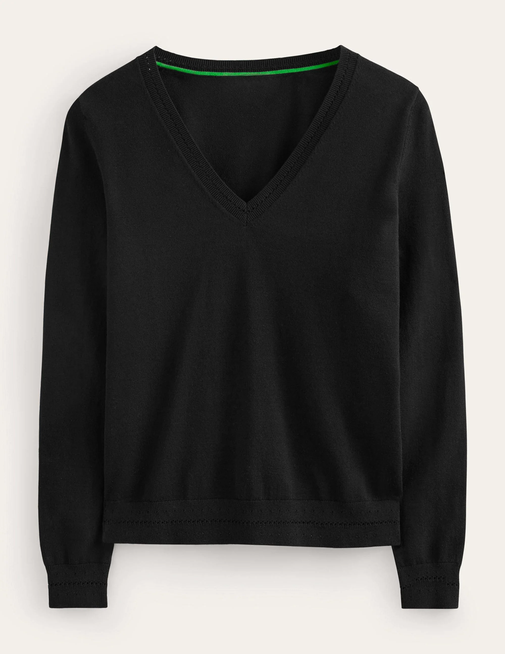 Catriona Pullover aus Baumwolle mit V-Ausschnitt-Schwarz - Image 5