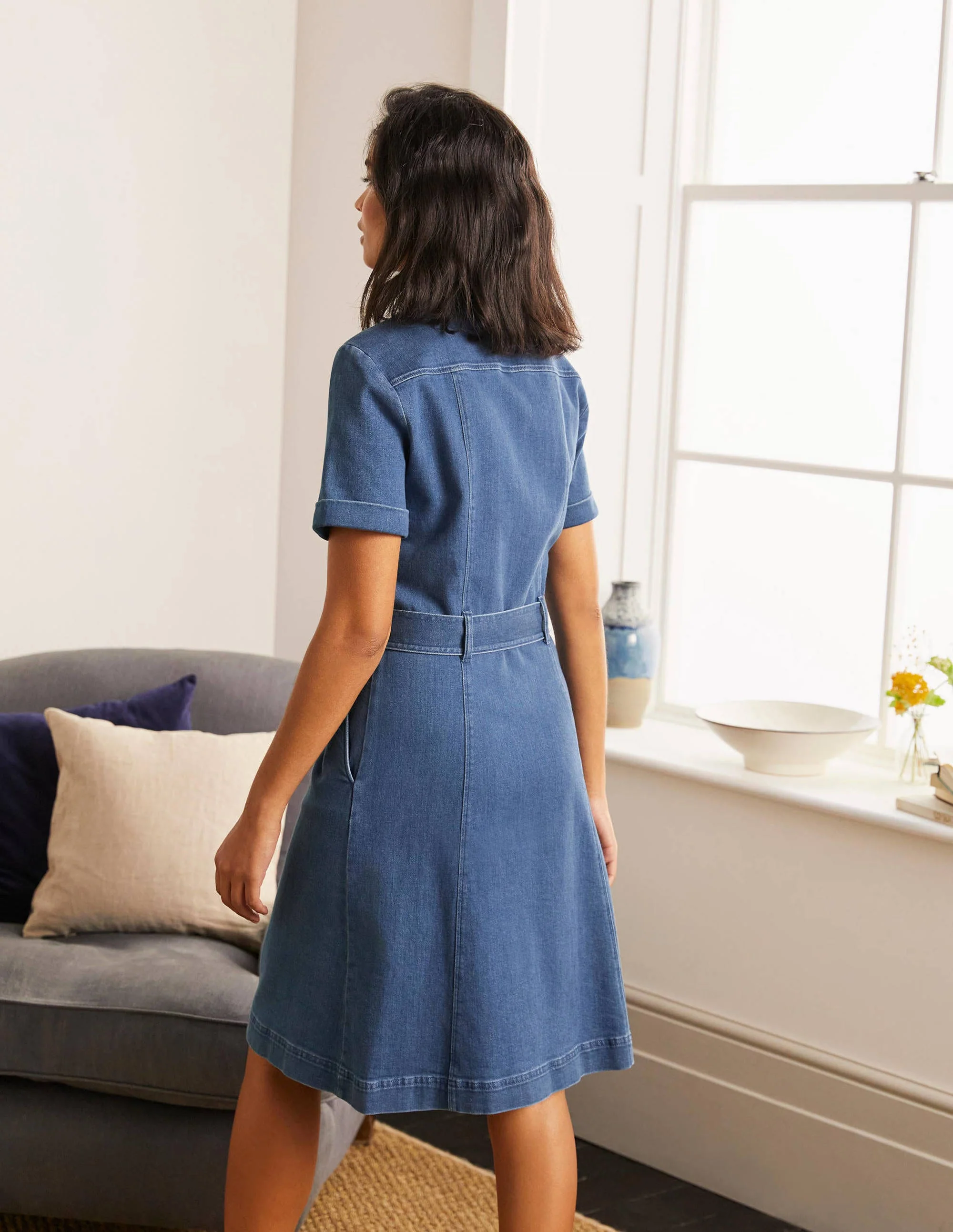 Cecily Hemdblusenkleid-Mittleres Vintageblau, Denim - Image 2