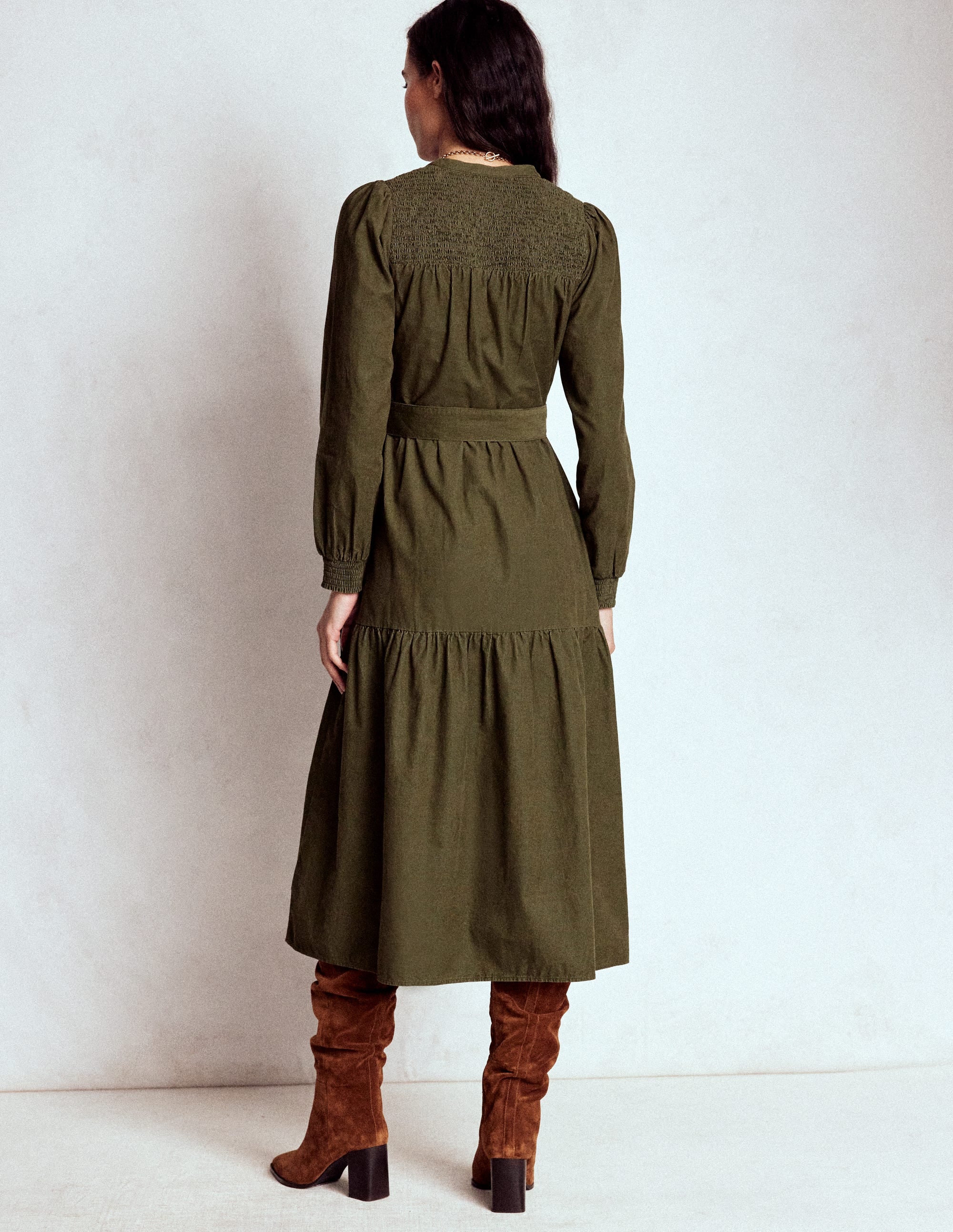 Cecily Midikleid aus Cord-Waldgrün - Image 3