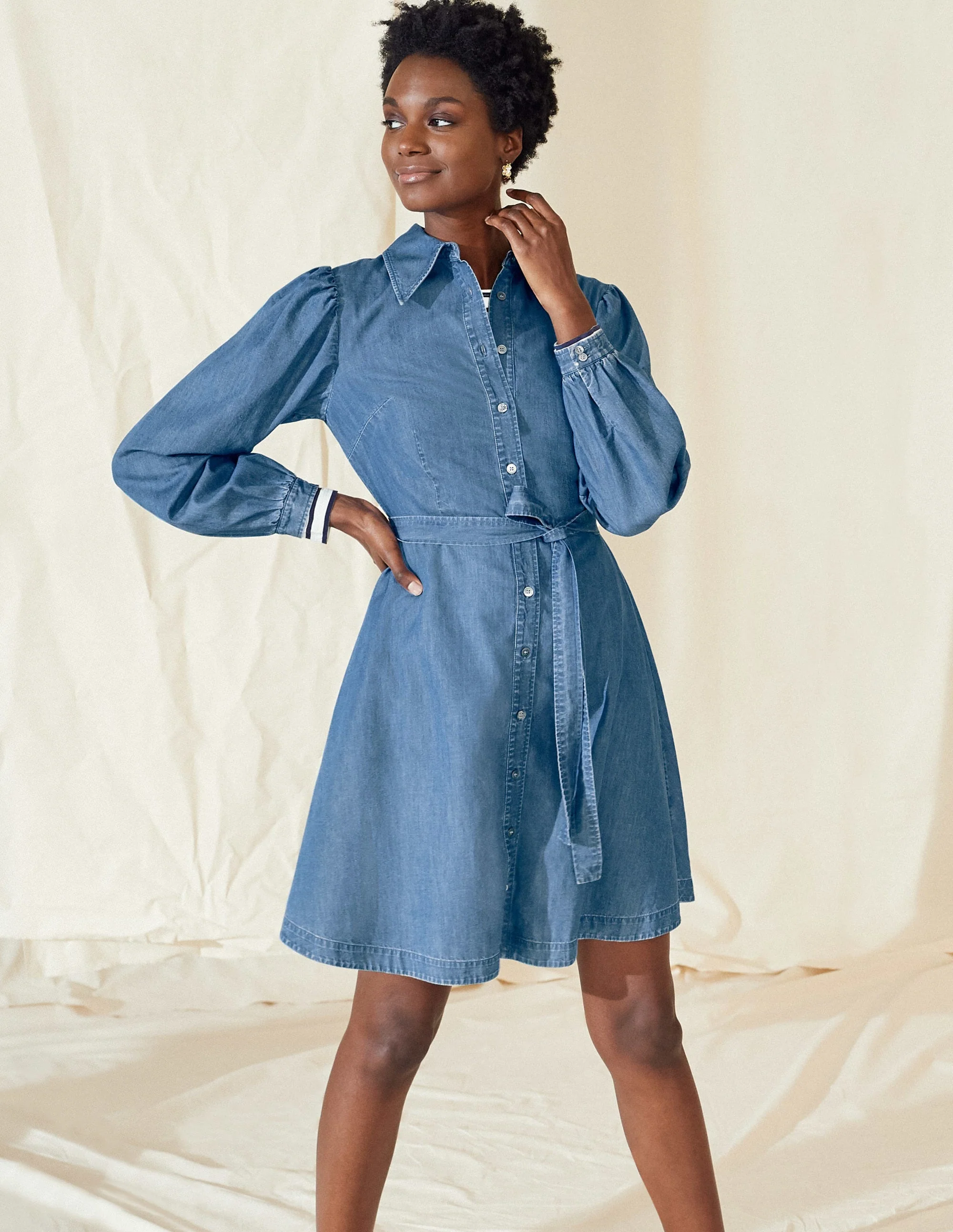 Charlotte Hemdblusenkleid-Mittleres Vintageblau, Denim - Image 5
