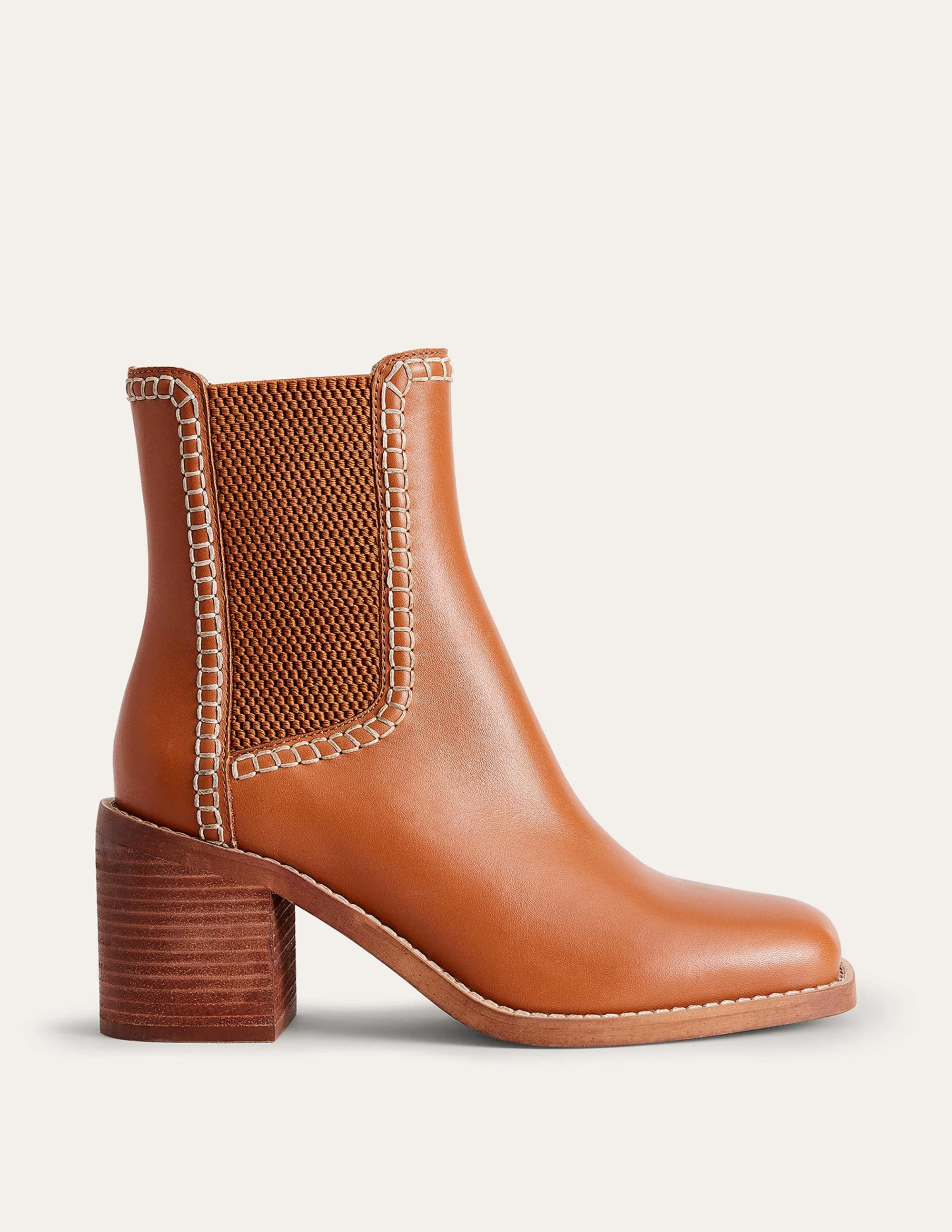 Chelsea-Boots mit Blockabsatz-Honig - Image 2