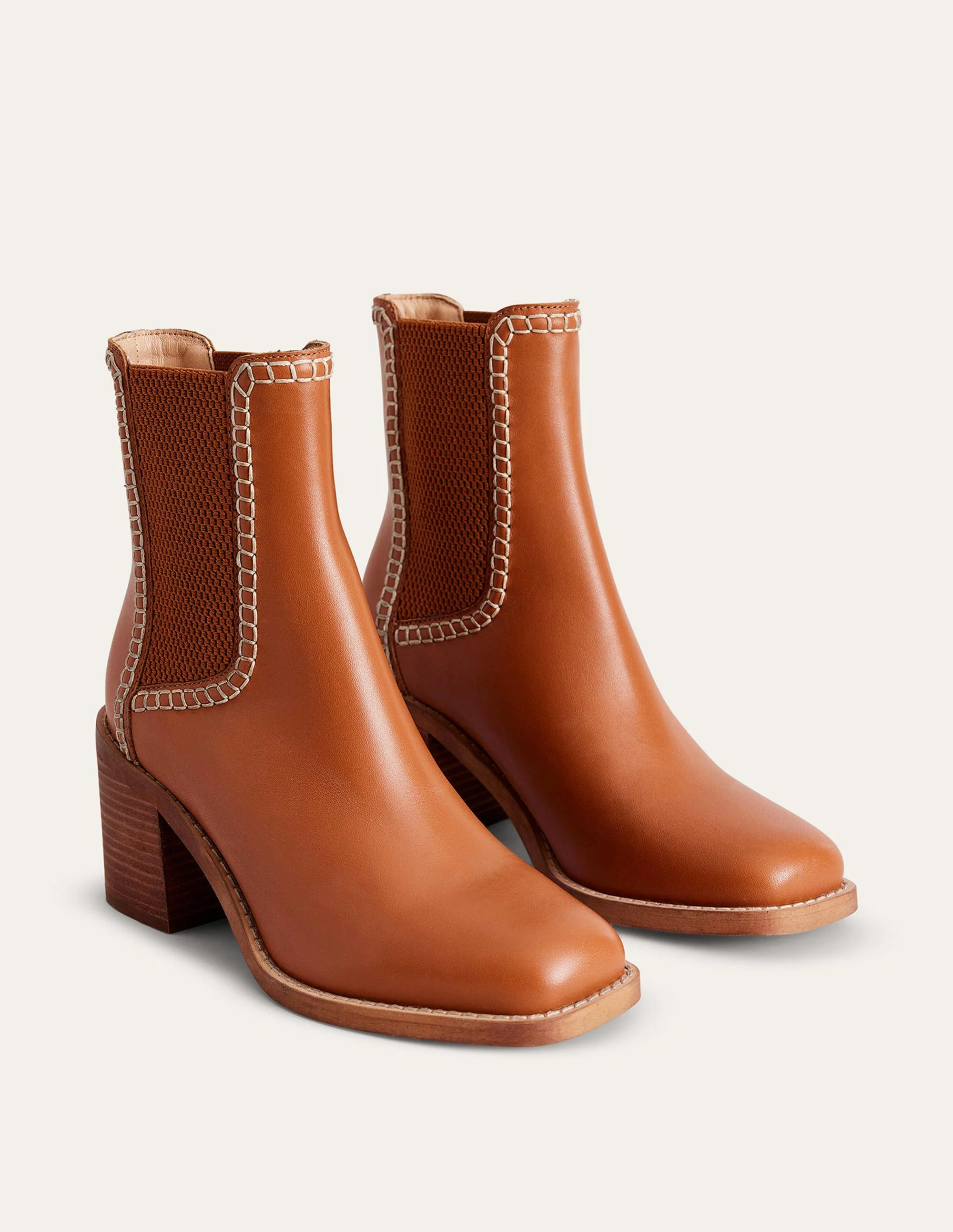 Chelsea-Boots mit Blockabsatz-Honig - Image 3