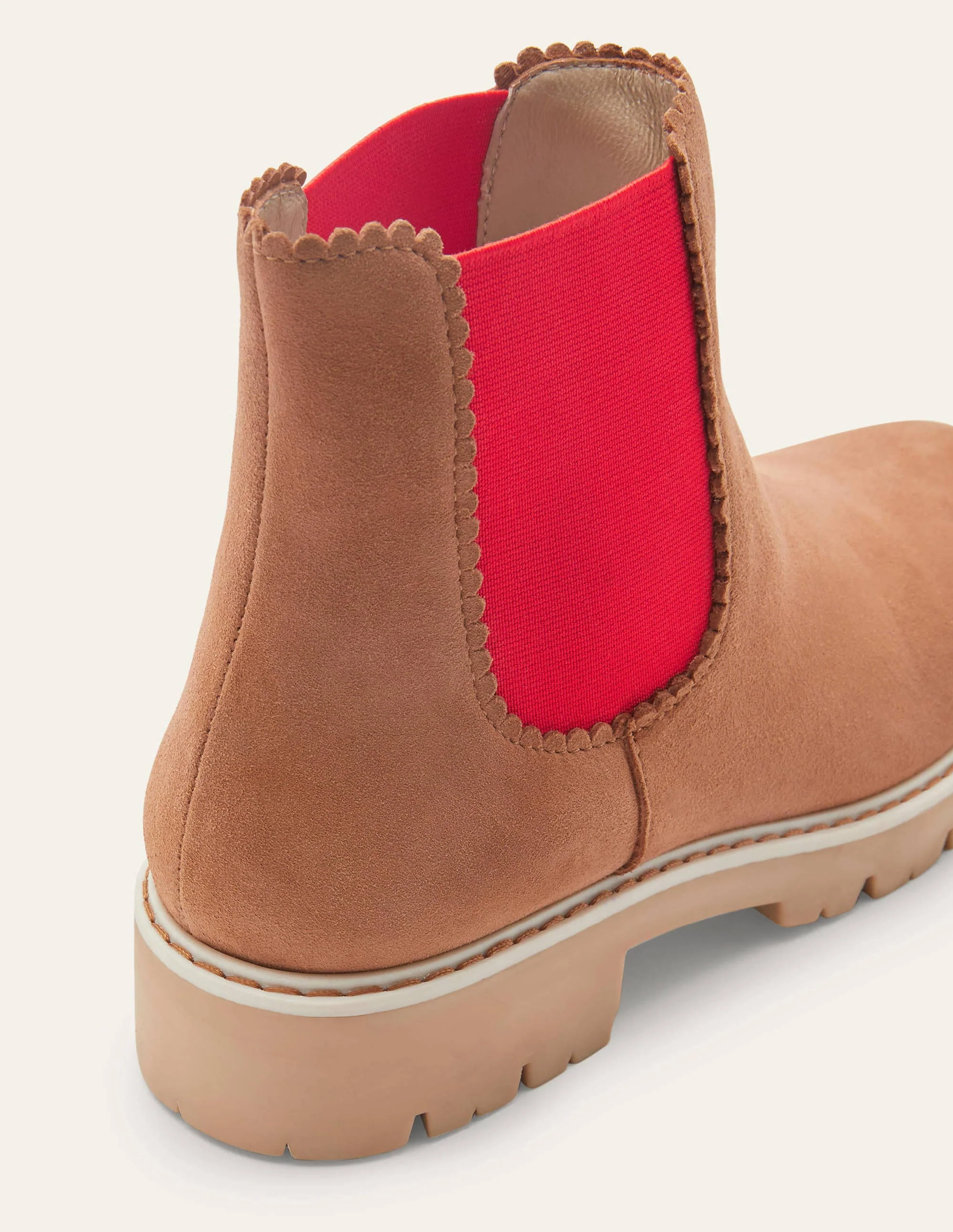 Chelsea-Boots mit Muscheldetail-Hellbraun/Kirschrot - Image 3