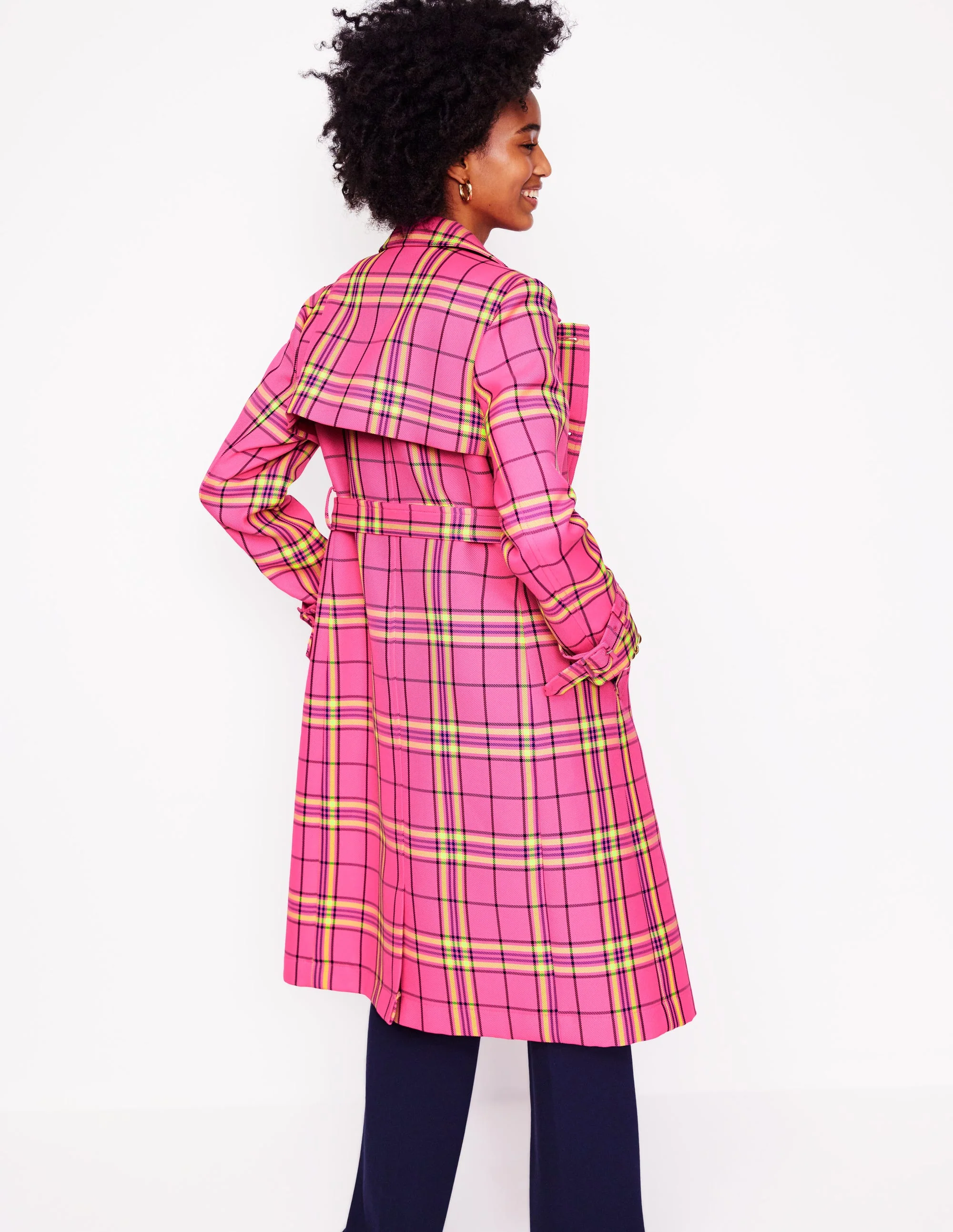 Cheltenham Trenchcoat-Neon-Pink Karomuster - Image 3