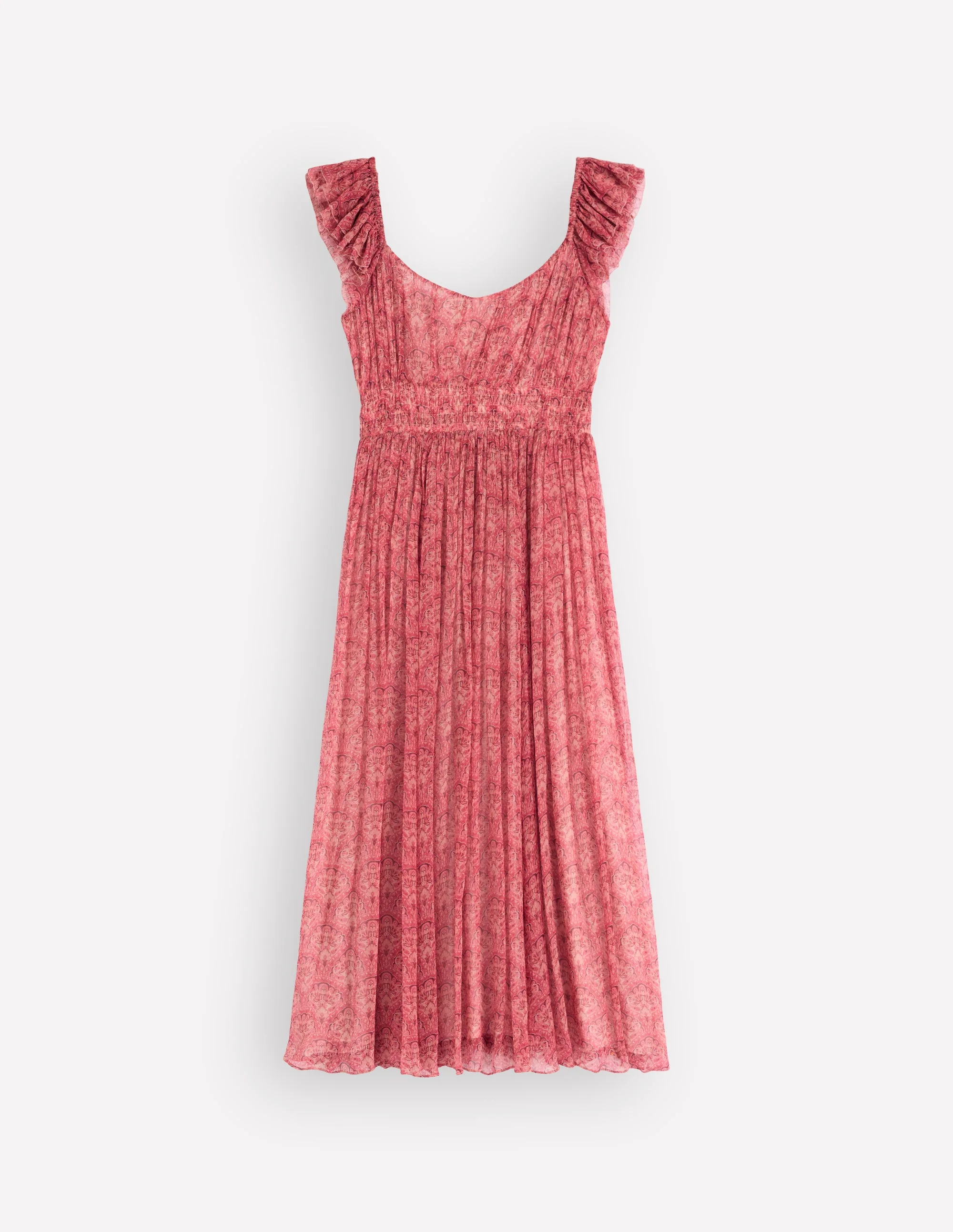 Chiffon-Maxikleid in Knitteroptik-Rosa Paradiesgärten - Image 8
