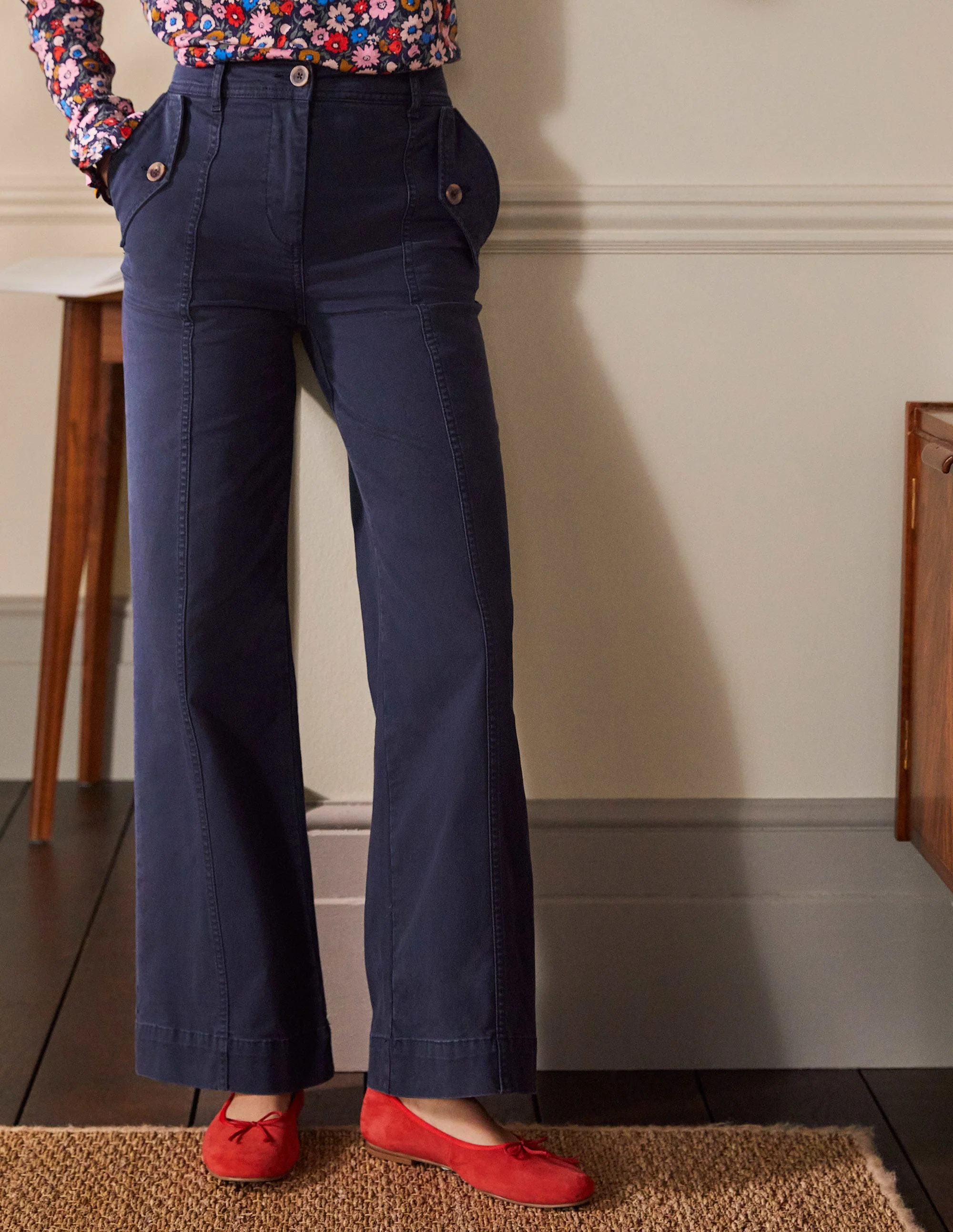 Chinohose mit weitem Bein-Marineblau - Image 4