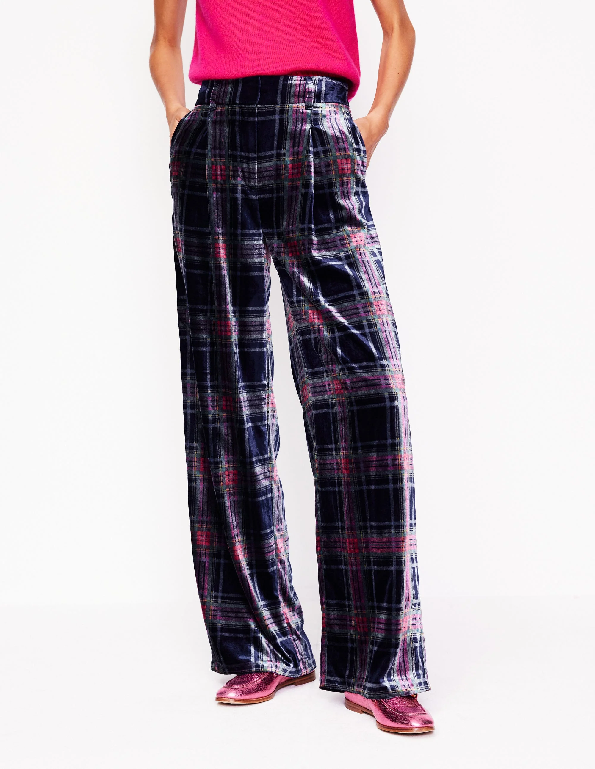 Chiswick Samthose-Marineblau und Rot kariert - Image 4