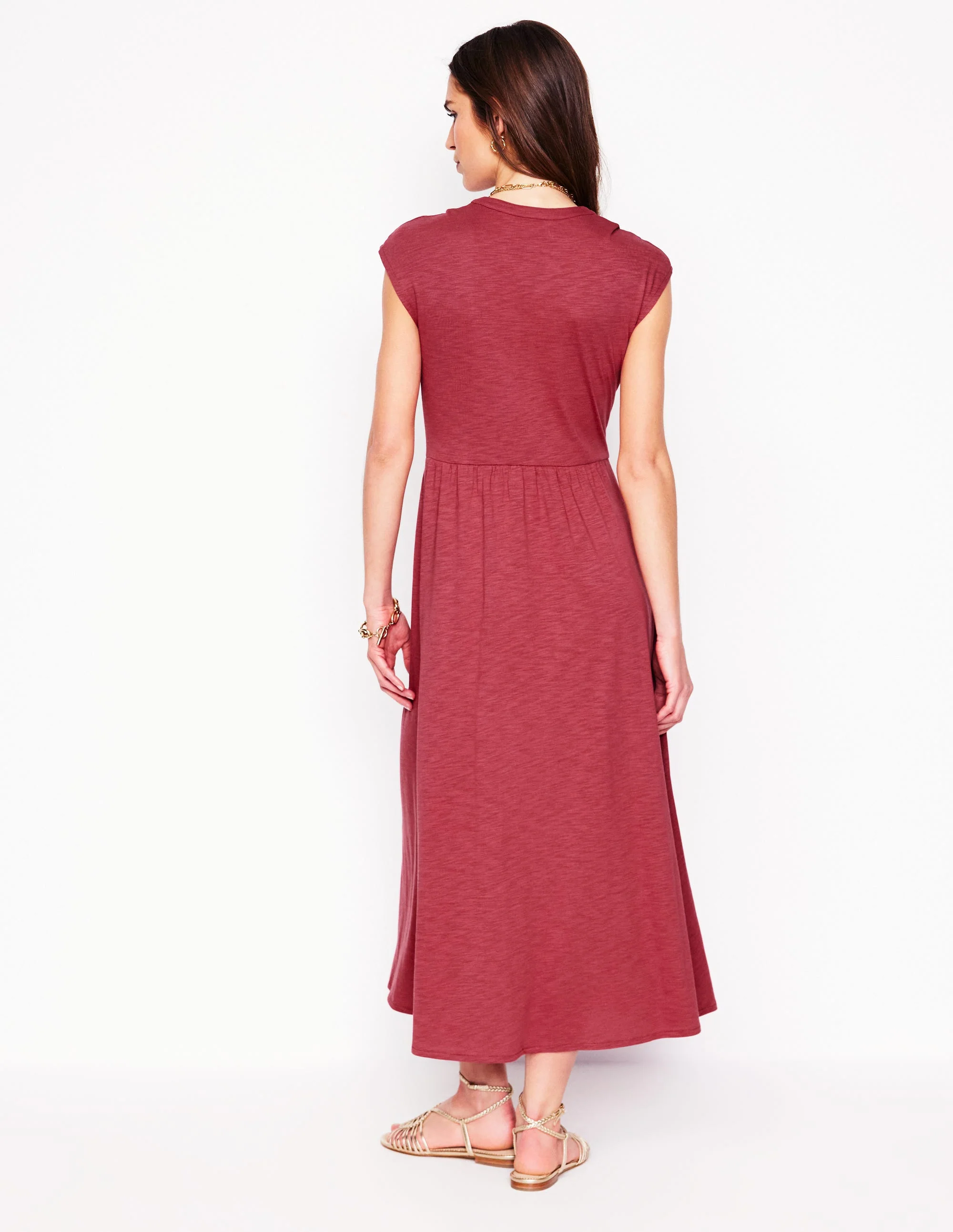 Chloe Jersey-Midikleid-Terrakotta-Rot - Image 3