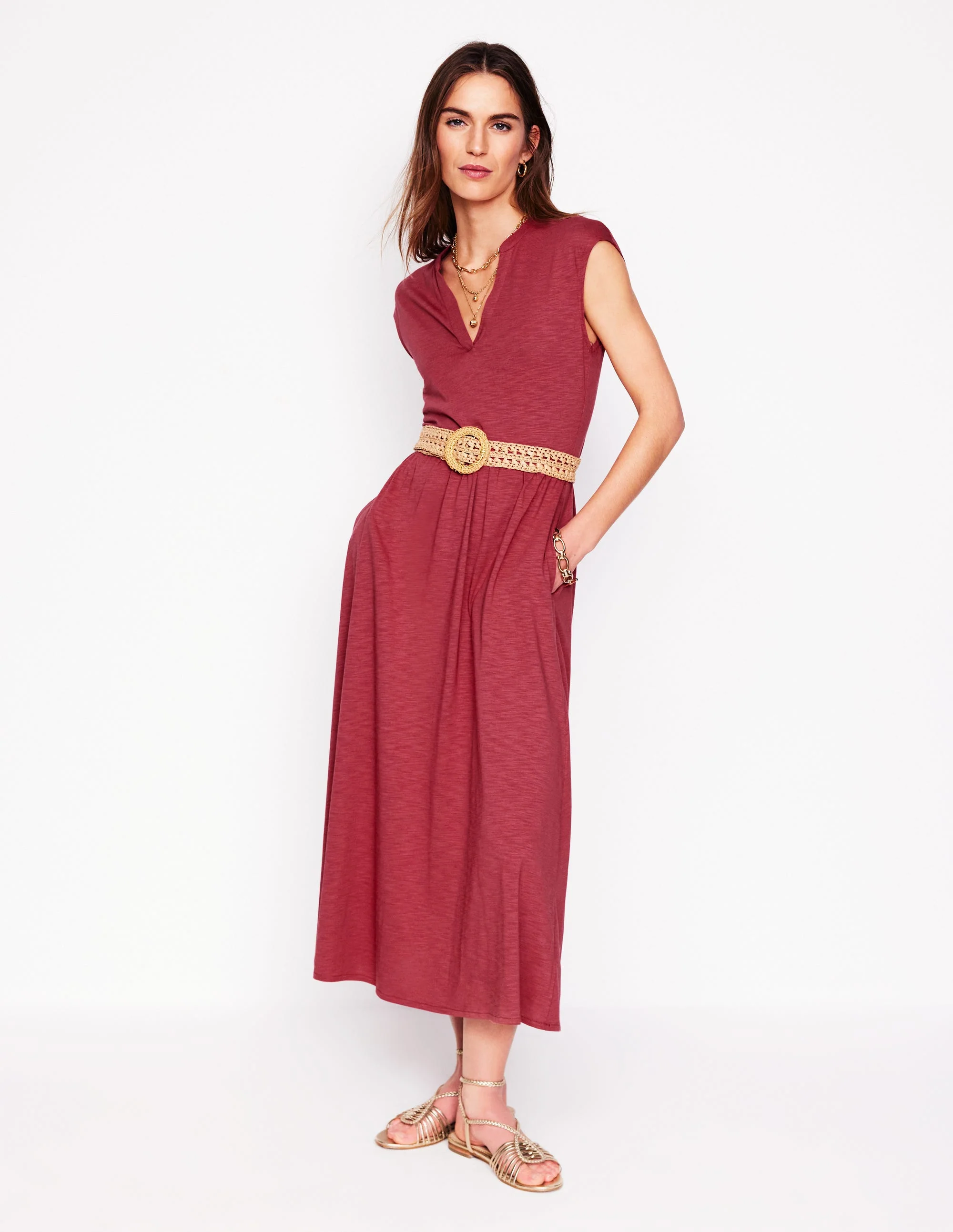 Chloe Jersey-Midikleid-Terrakotta-Rot - Image 4